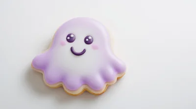 Cute Purple Ghost Shaped Sugar Cookie