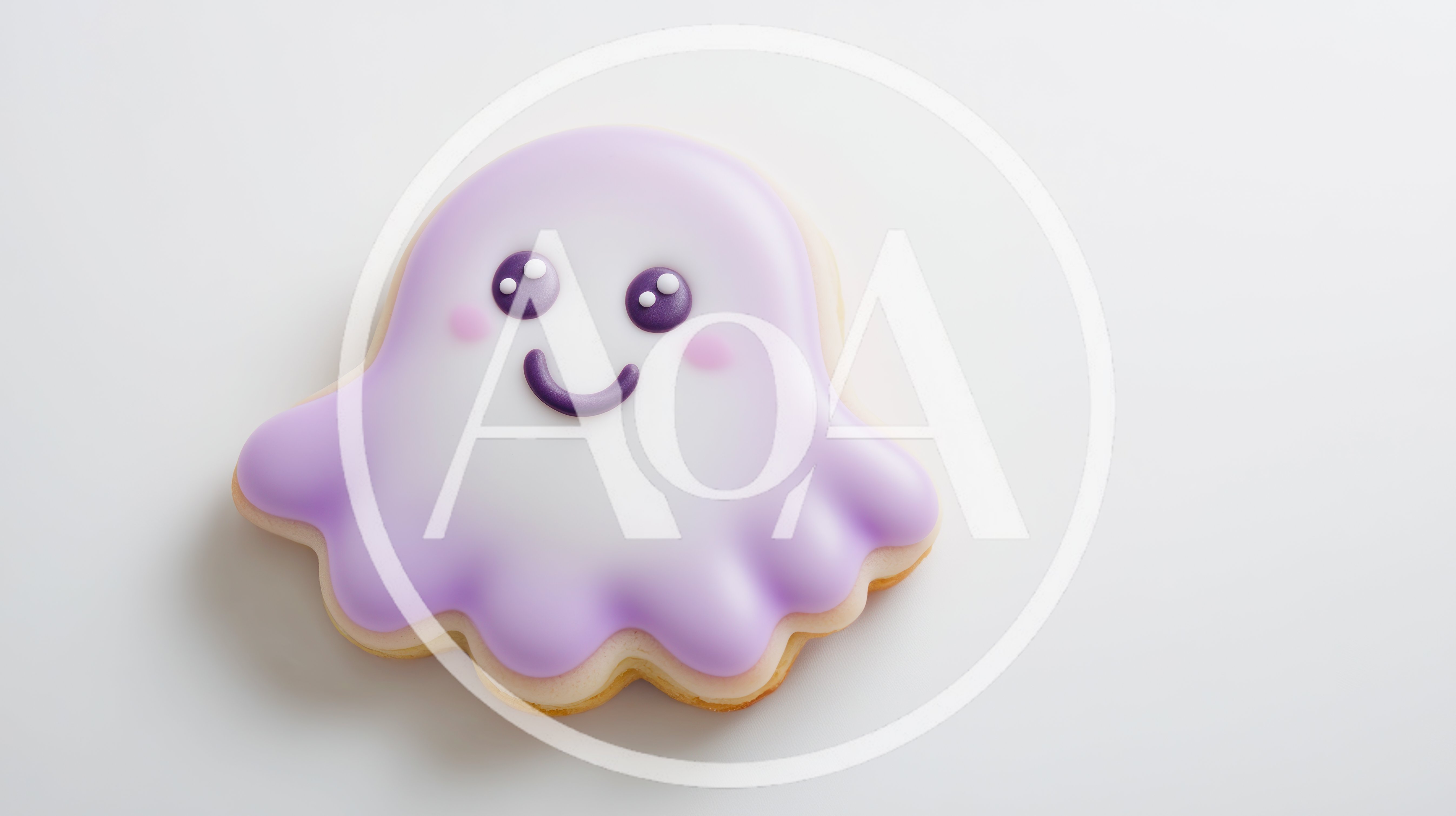 Cute Purple Ghost Shaped Sugar Cookie