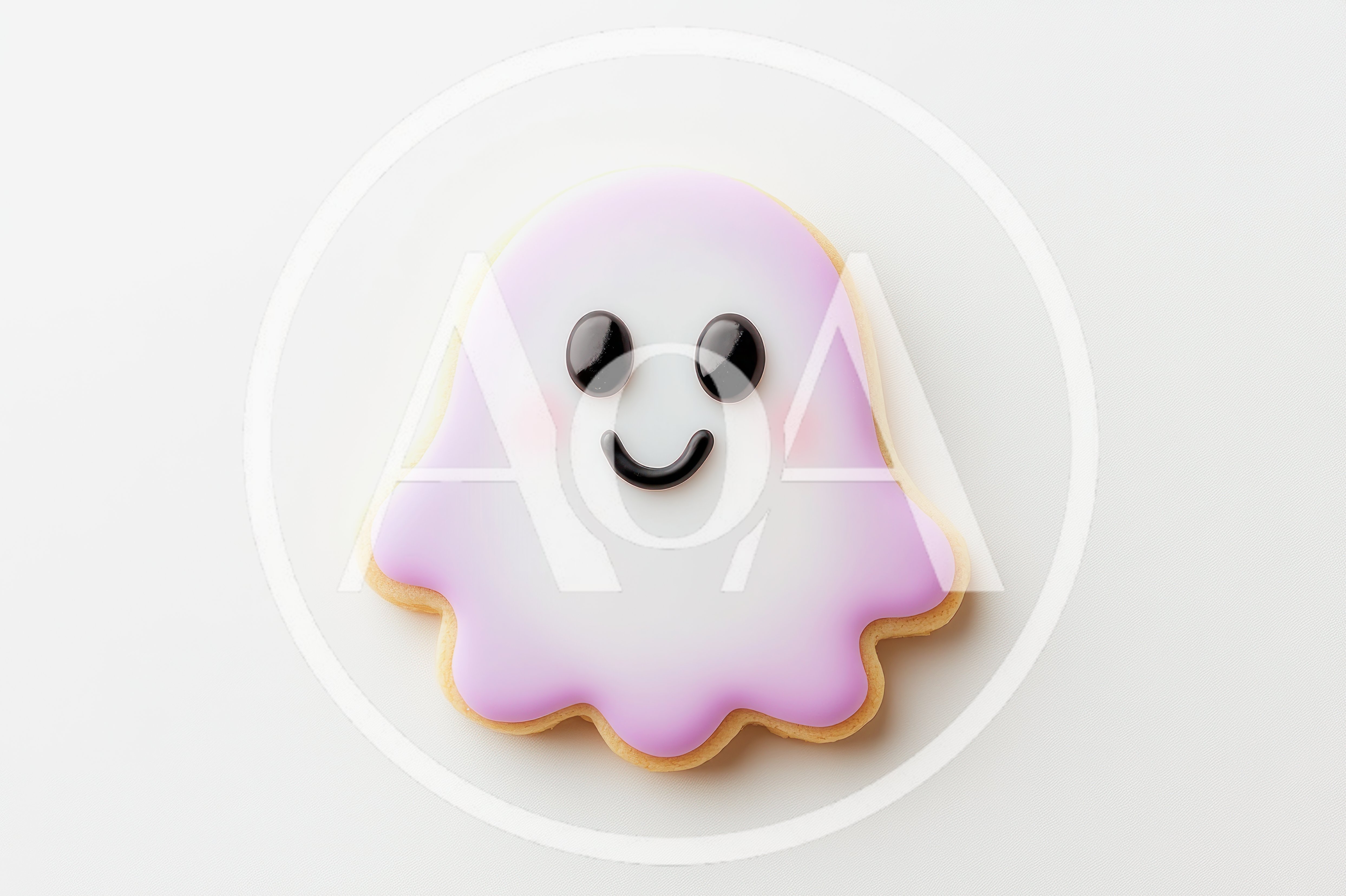 Cute Ghost Shaped Sugar Cookie With Pink Icing