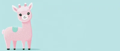 Cute Pink Llama Illustration On Light Blue Background