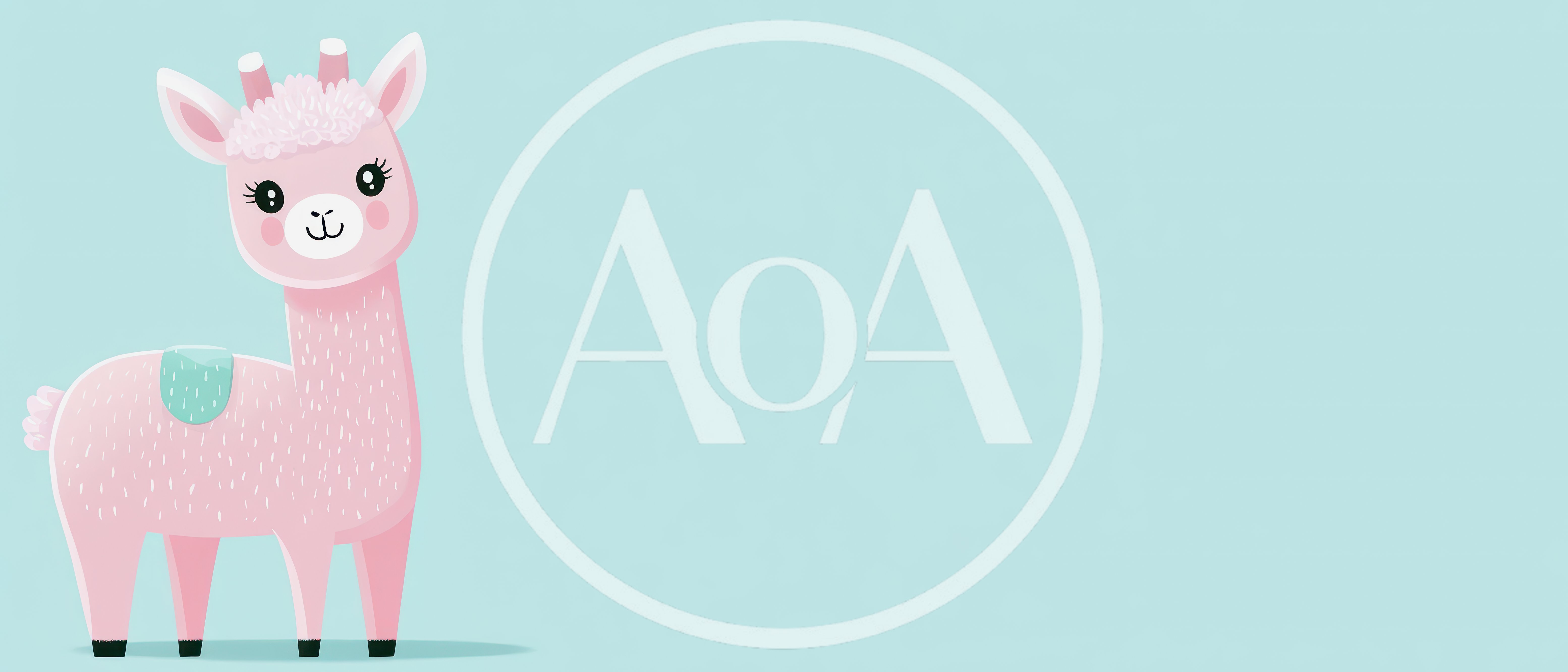 Cute Pink Llama Illustration On Light Blue Background