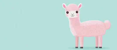 Cute Pink Llama Illustration On Pastel Background