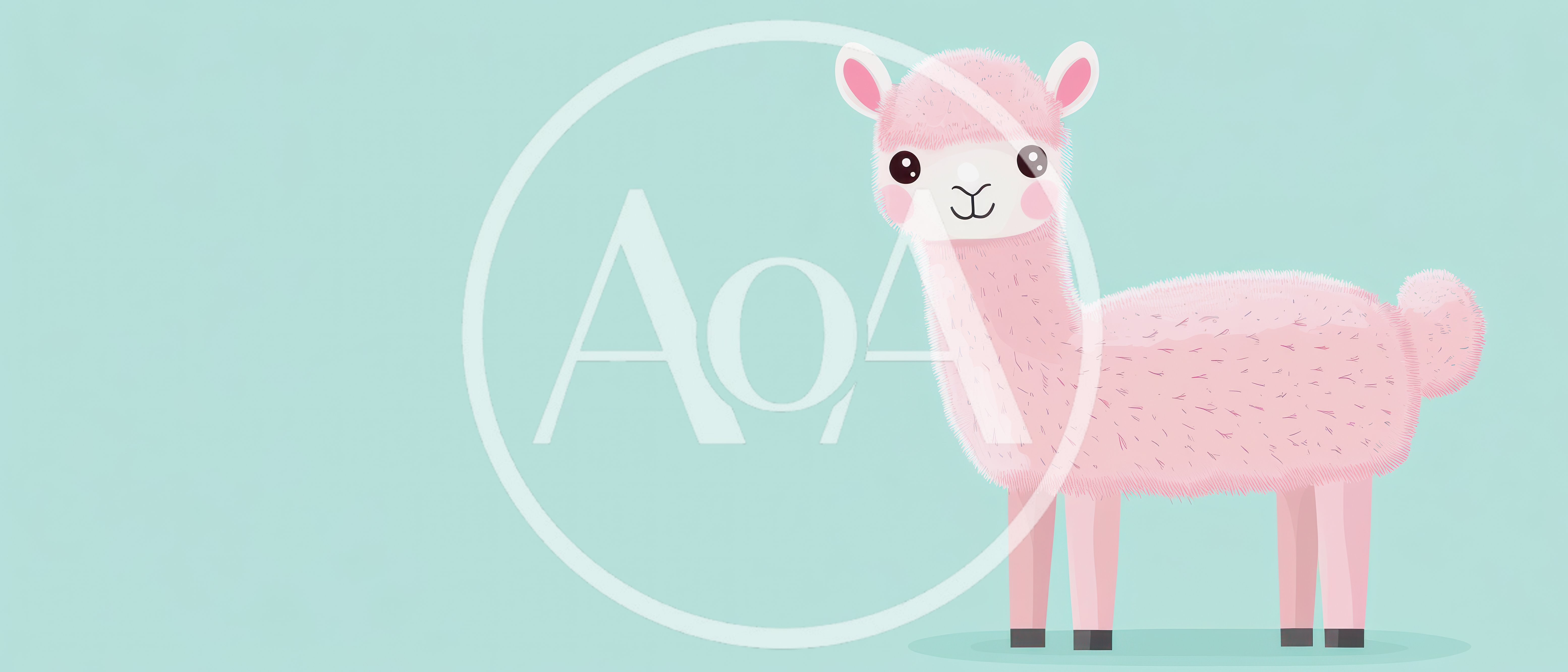 Cute Pink Llama Illustration On Pastel Background