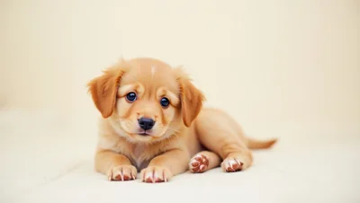 Adorable Golden Retriever Puppy Lying Down