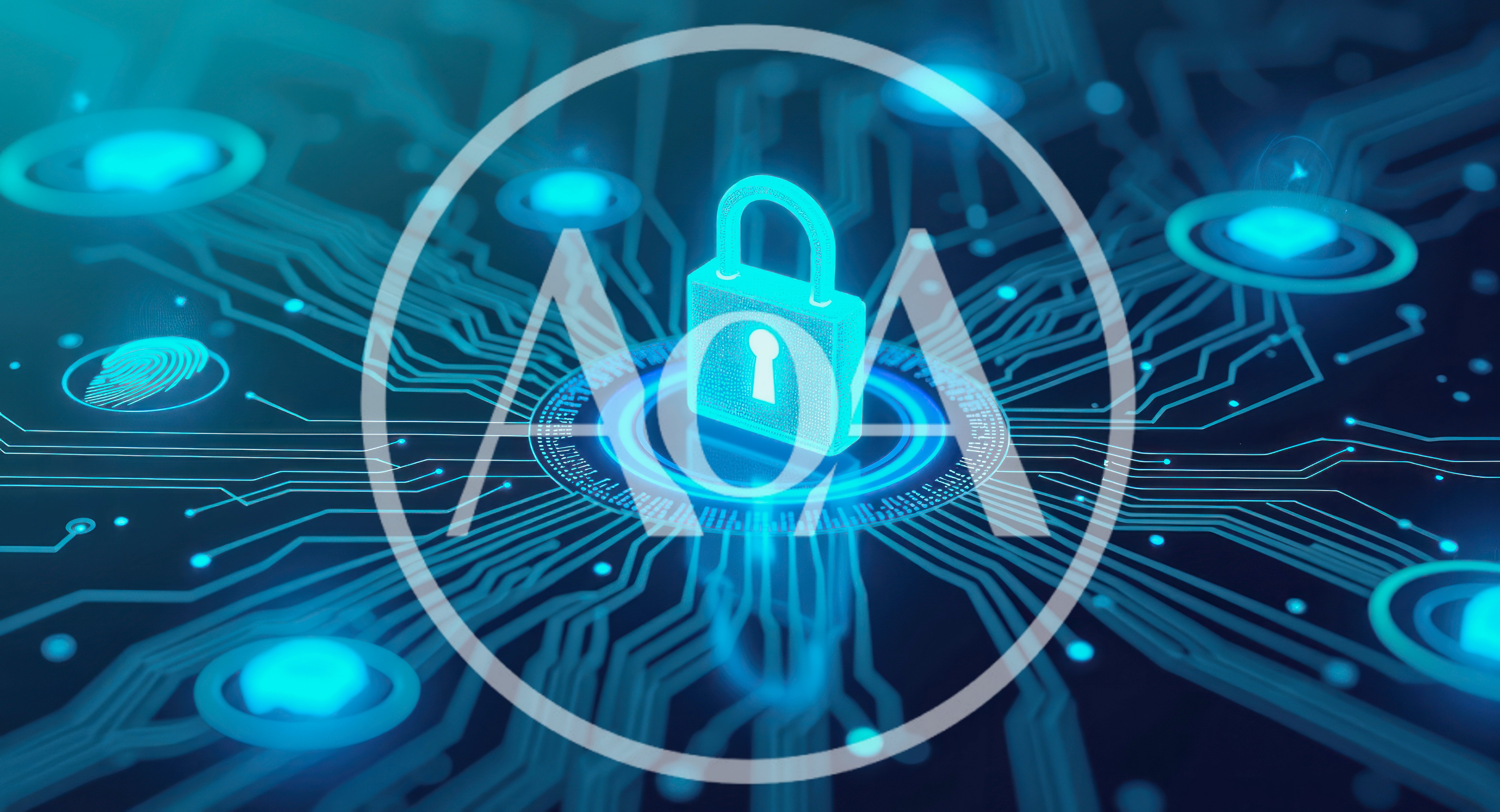 Digital Security Padlock Icon On Circuit Board Background
