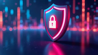 Cyber Security Shield Icon With Glowing Padlock