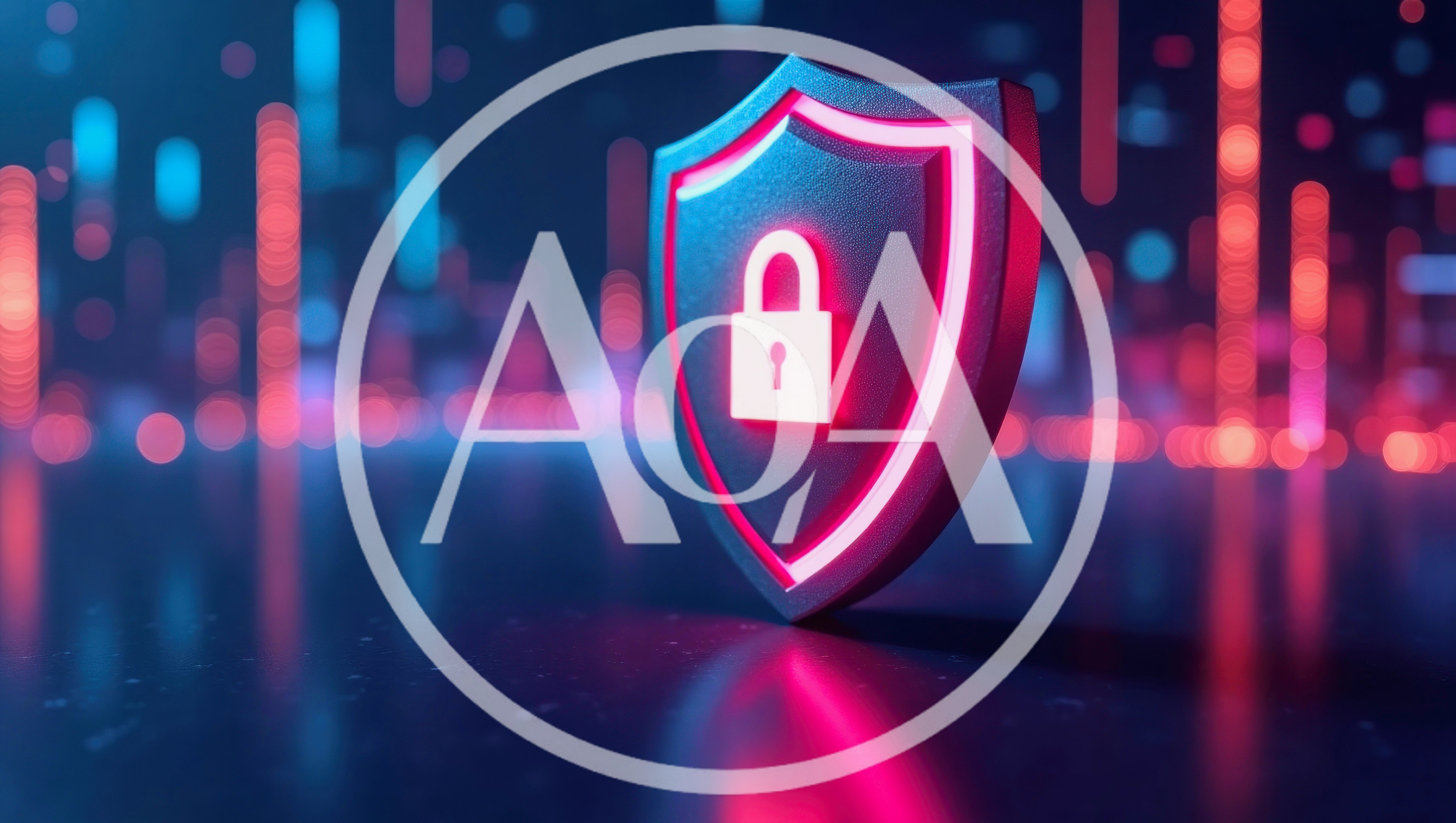 Cyber Security Shield Icon With Glowing Padlock