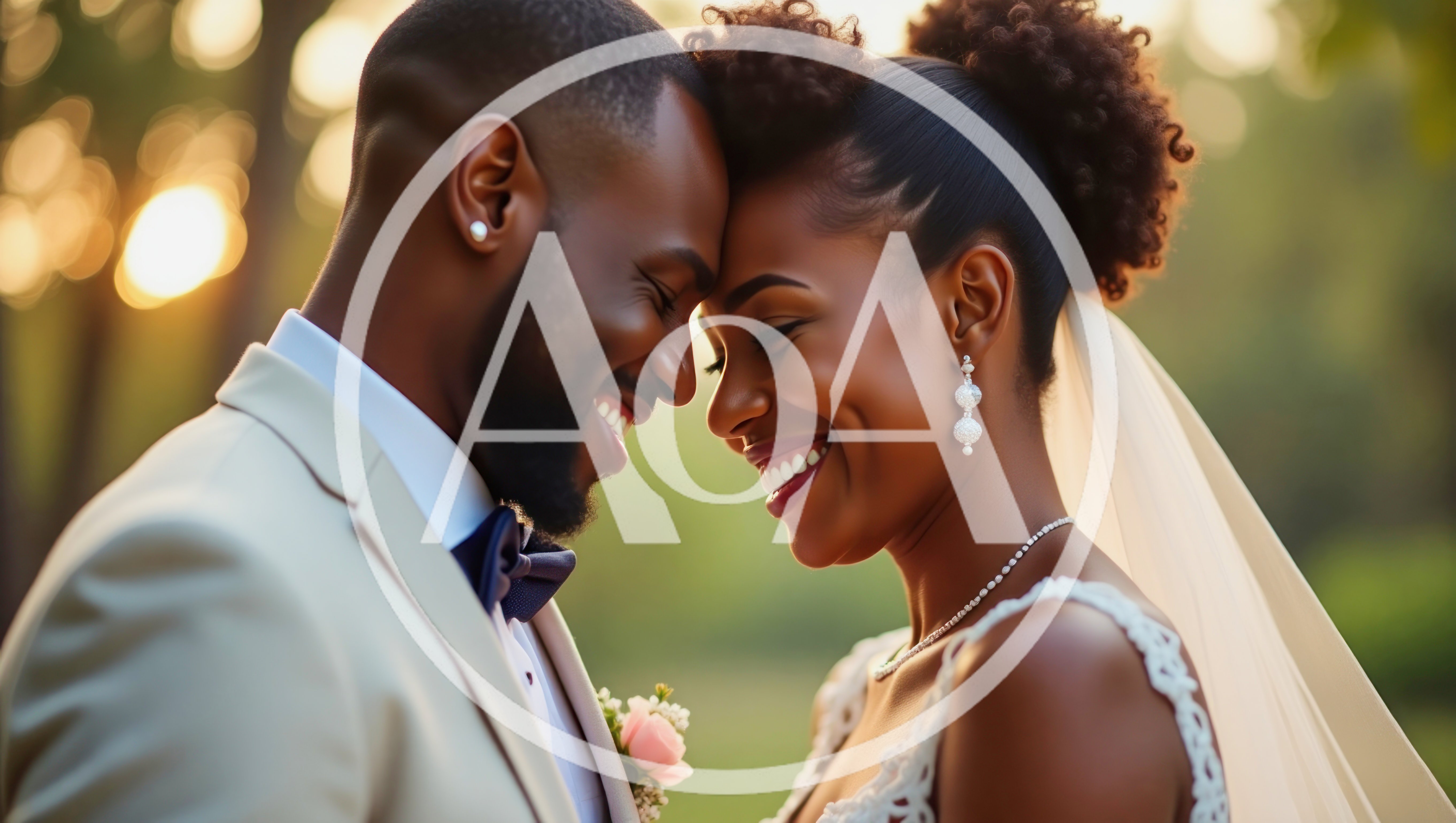 Happy African American Newlyweds Embracing Outdoors