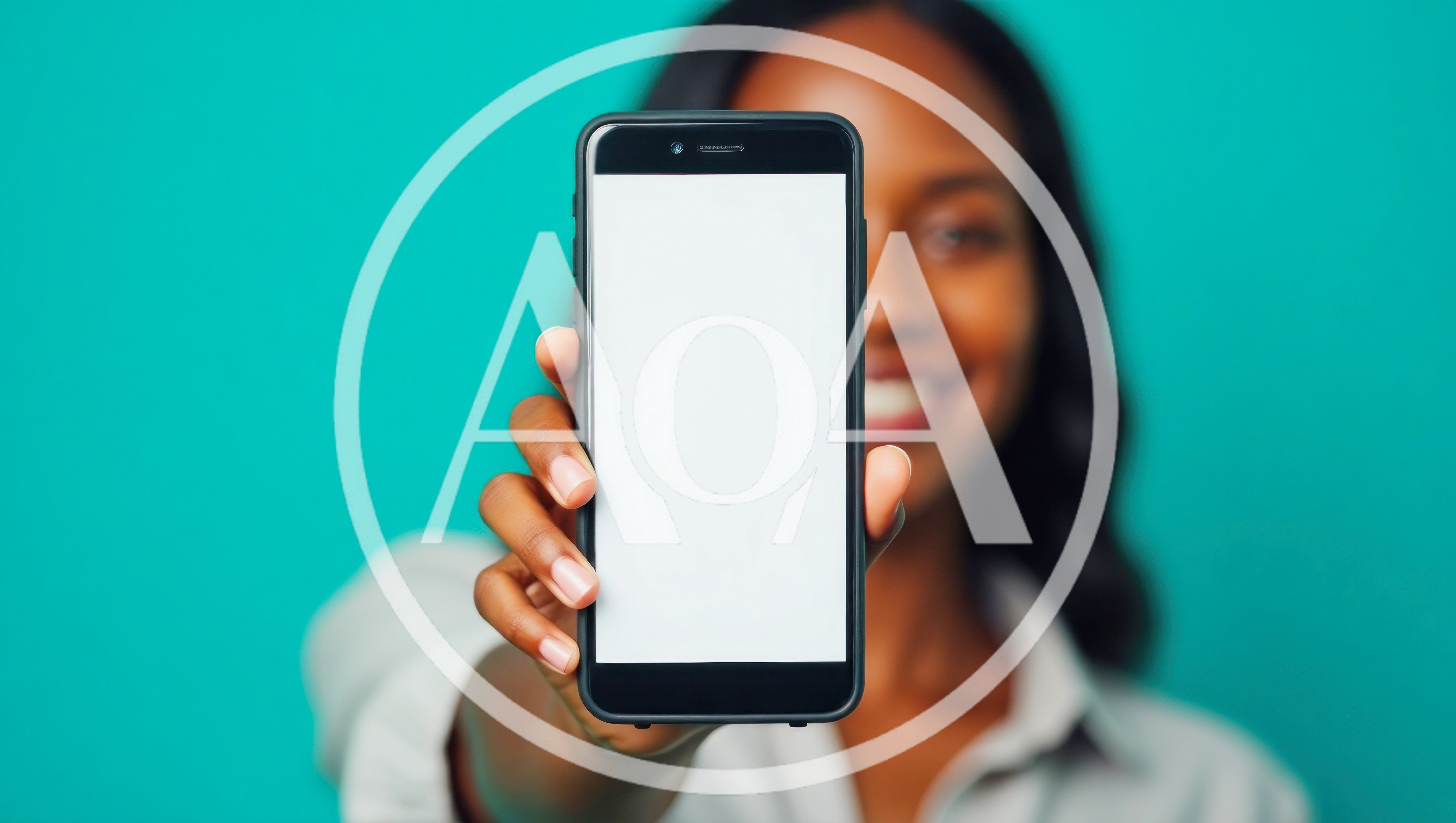Young Woman Holding Smartphone With Blank Screen