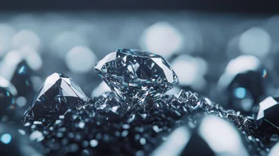 Brilliant Cut Diamond Resting On Dark Reflective Surface