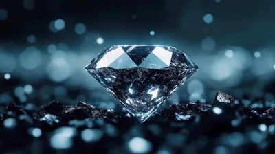 Brilliant Cut Diamond Resting On Dark Textured Surface