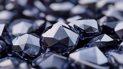 Macro Close Up Of Sparkling Dark Blue Gemstones
