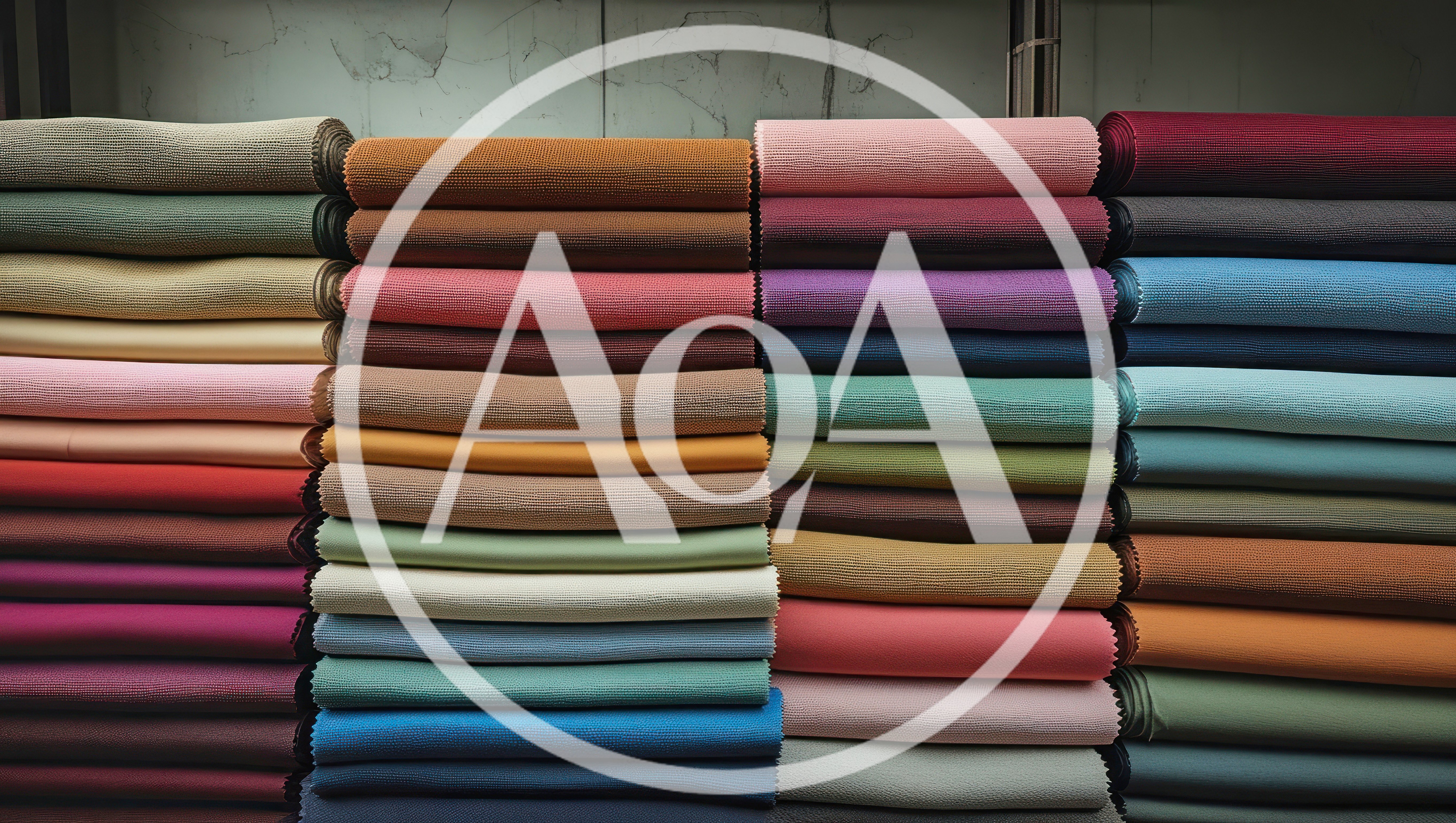 Stacks Of Colorful Fabric Bolts In Textile Shop