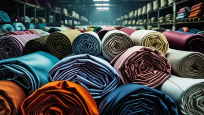 Fabric Rolls Stored In A Textile Warehouse