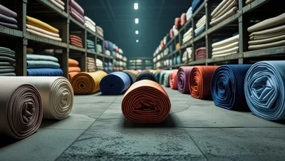 Fabric Rolls Stored In A Textile Warehouse
