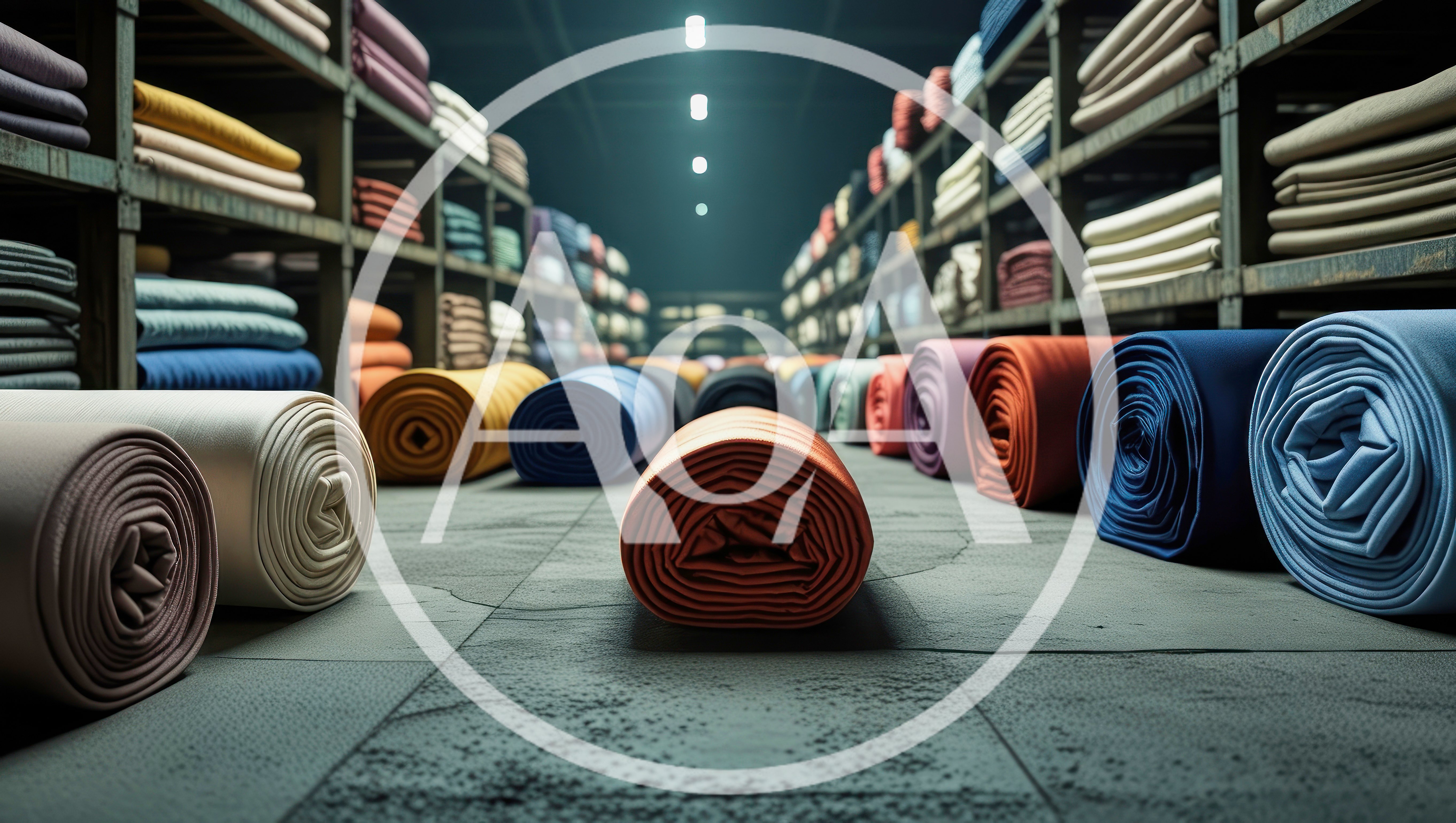 Fabric Rolls Stored In A Textile Warehouse