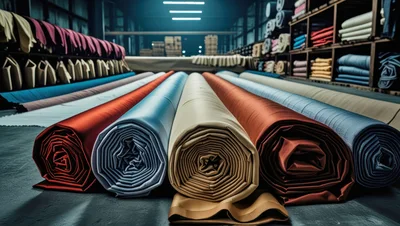 Fabric Rolls In A Textile Warehouse