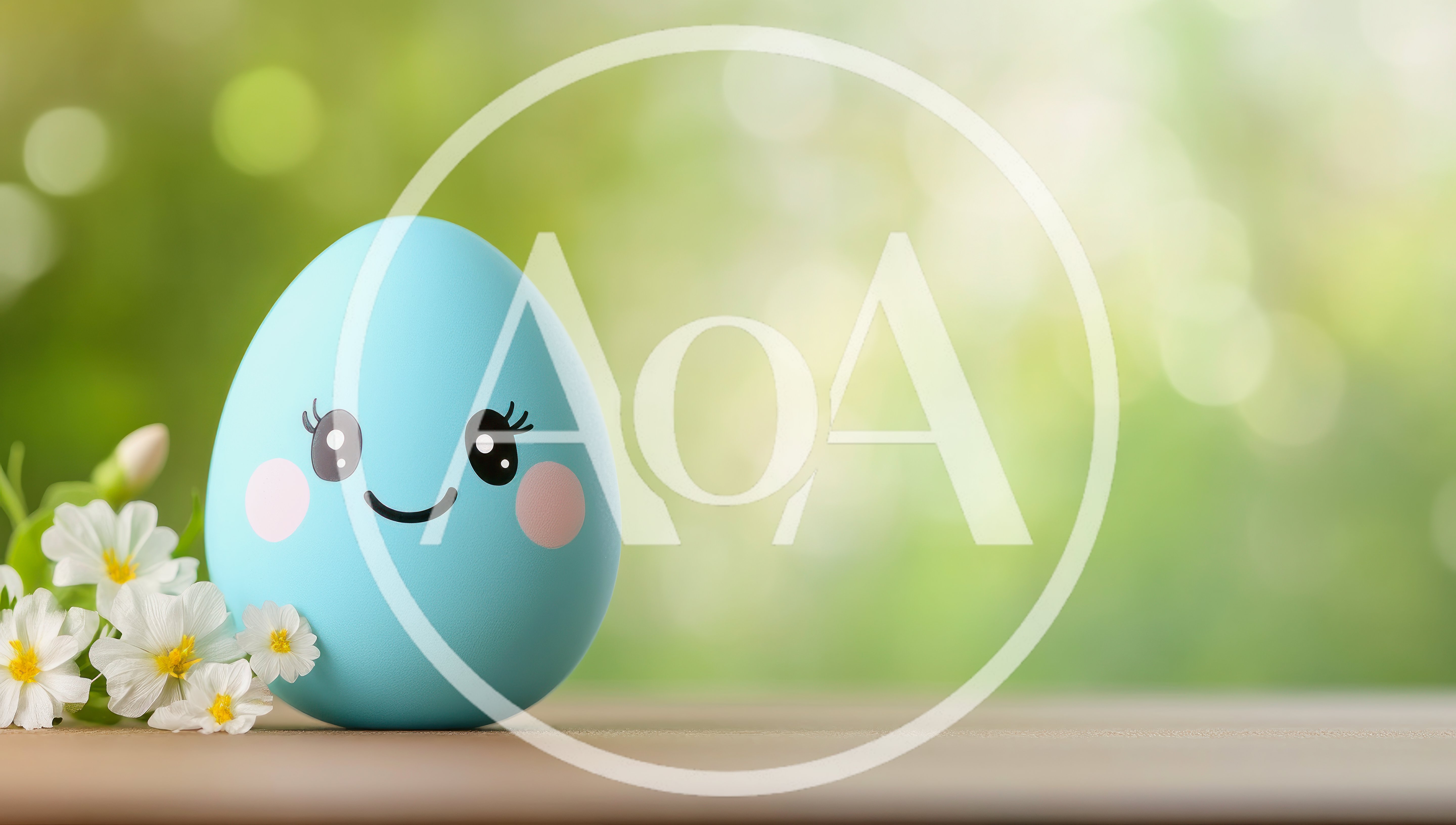 Cute Blue Easter Egg With Flowers