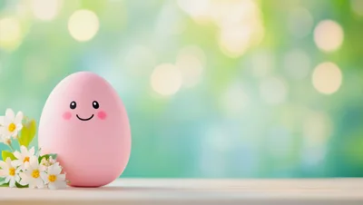 Cute Pink Easter Egg With Flowers