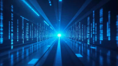 Digital Data Stream Tunnel With Binary Code
