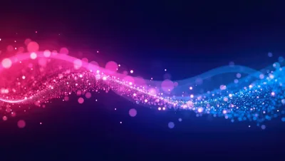 Abstract Digital Wave With Glowing Particles