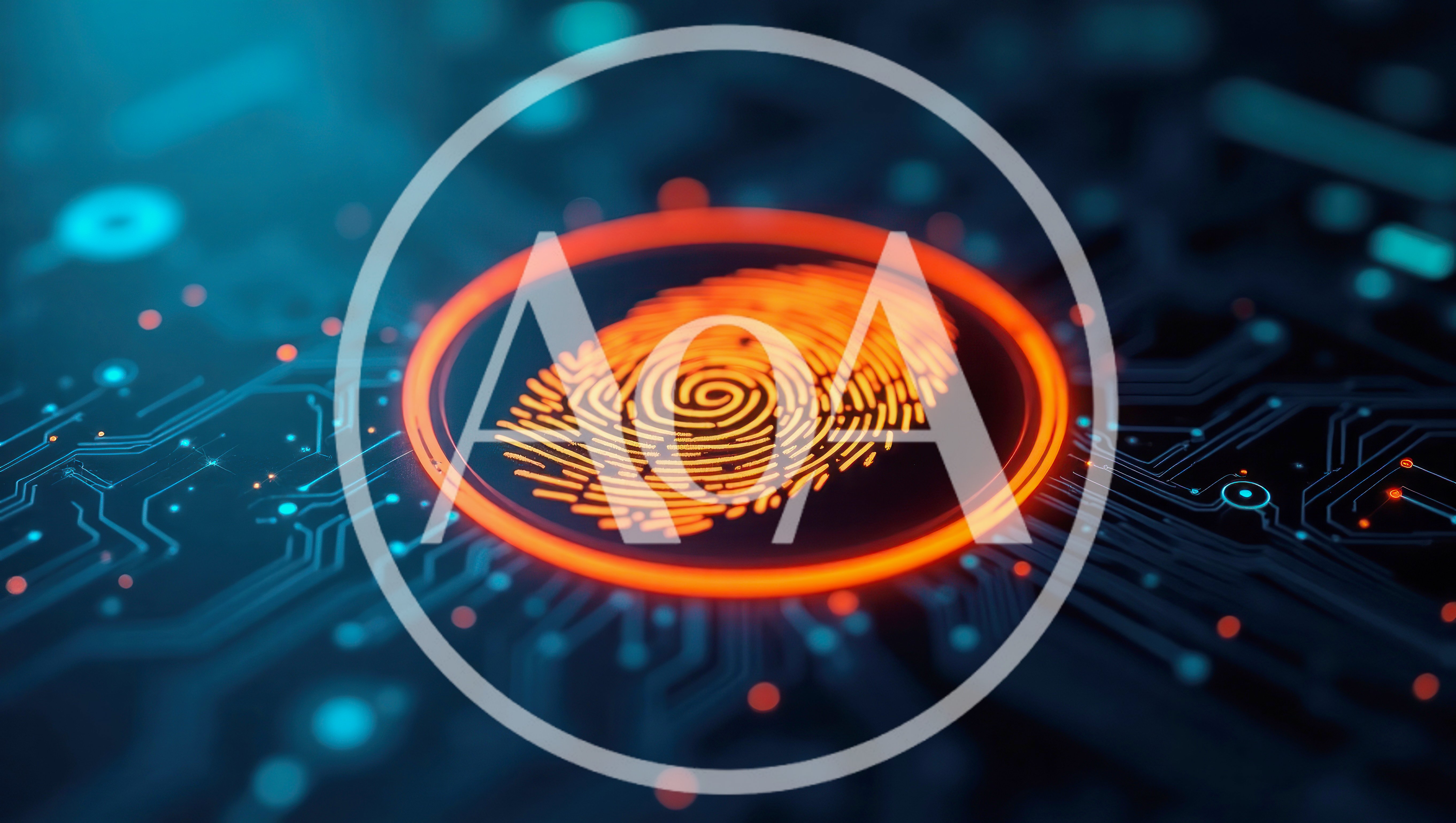 Digital Fingerprint Scanner On Futuristic Circuit Board