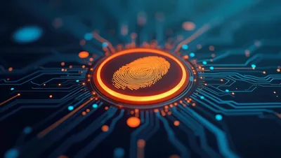 Digital Fingerprint Authentication On Futuristic Circuit Board