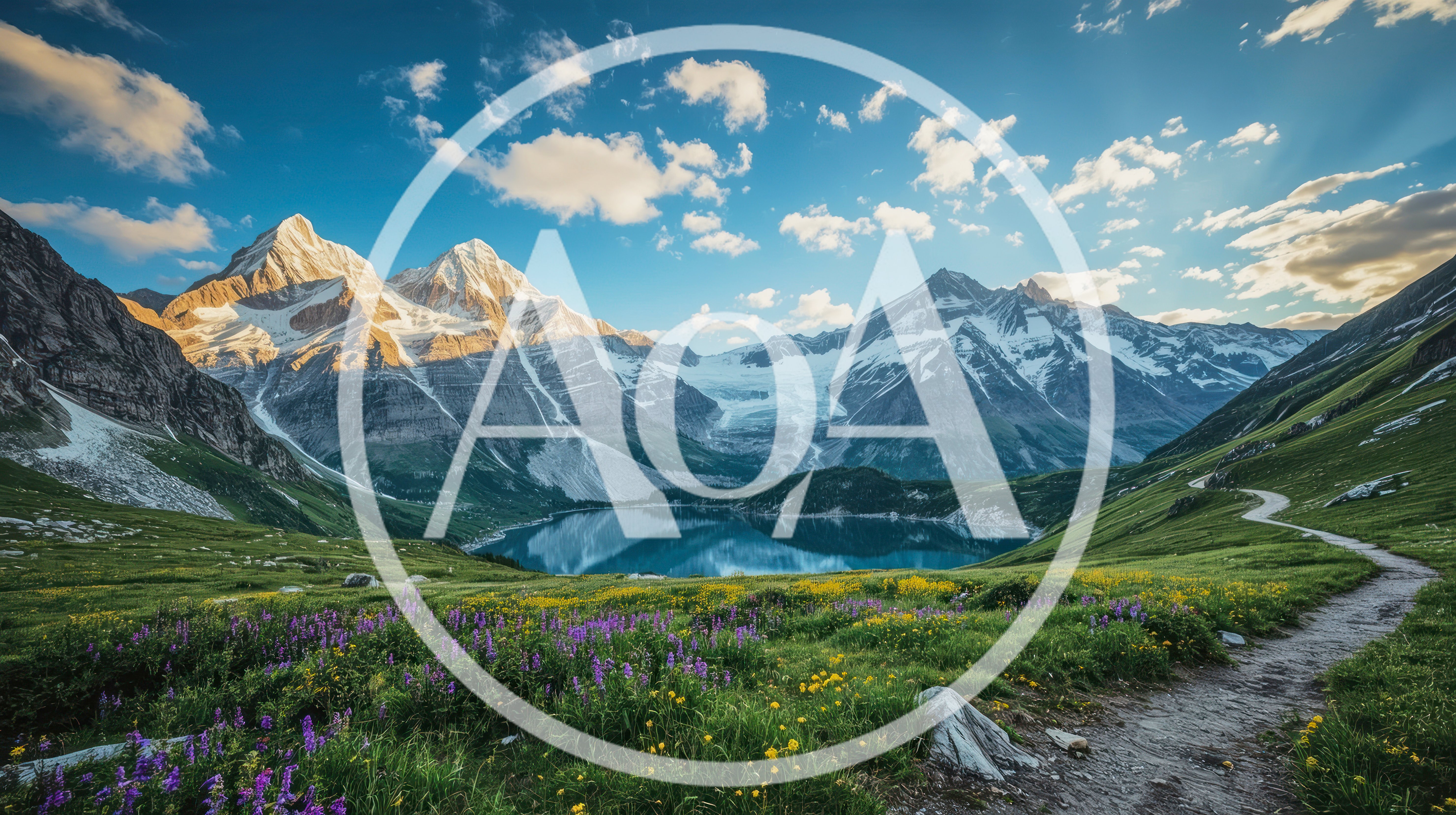 Scenic Alpine Landscape With Glacial Lake And Hiking Trail