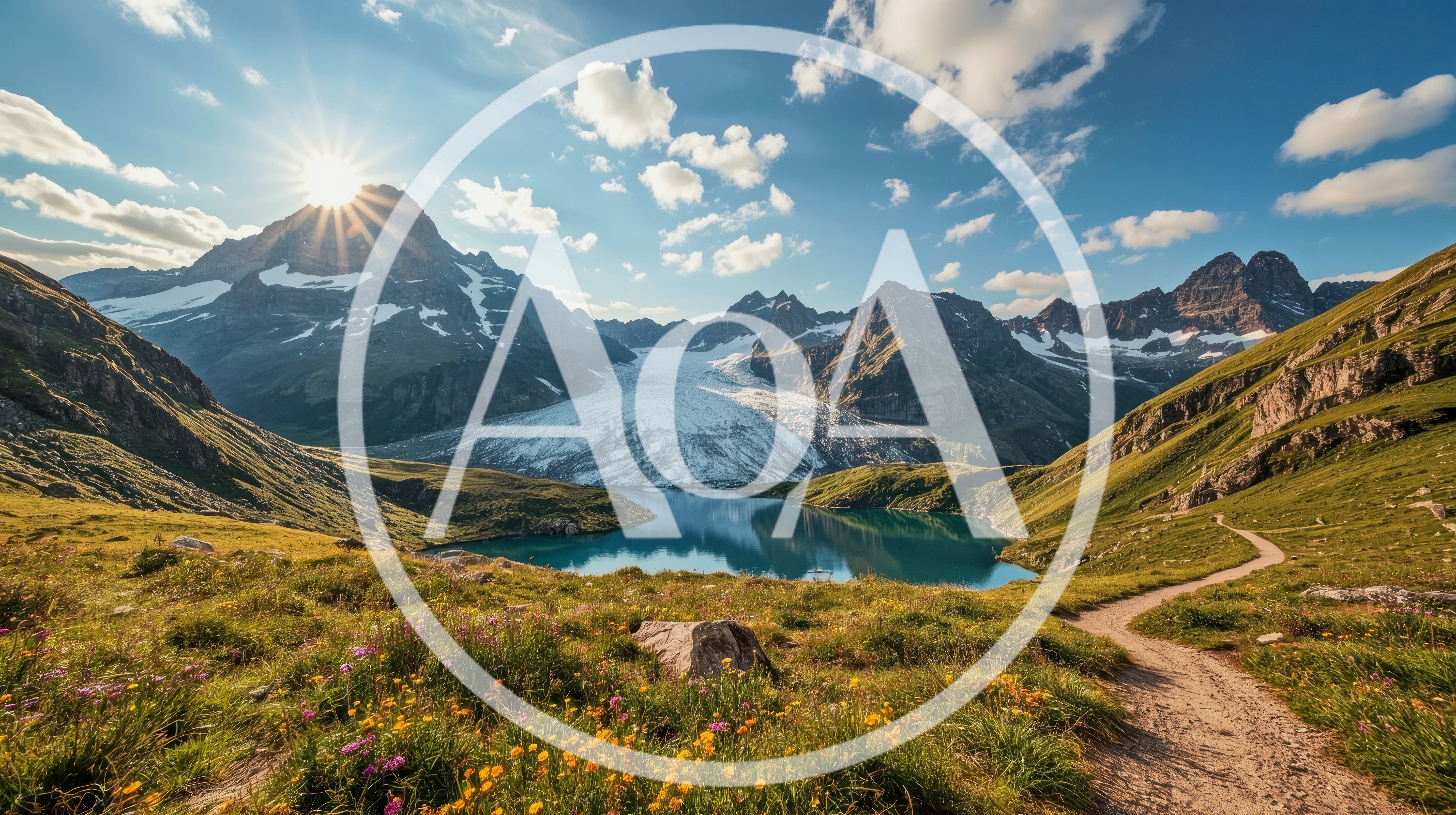 Alpine Landscape With Glacial Lake And Mountain Trail