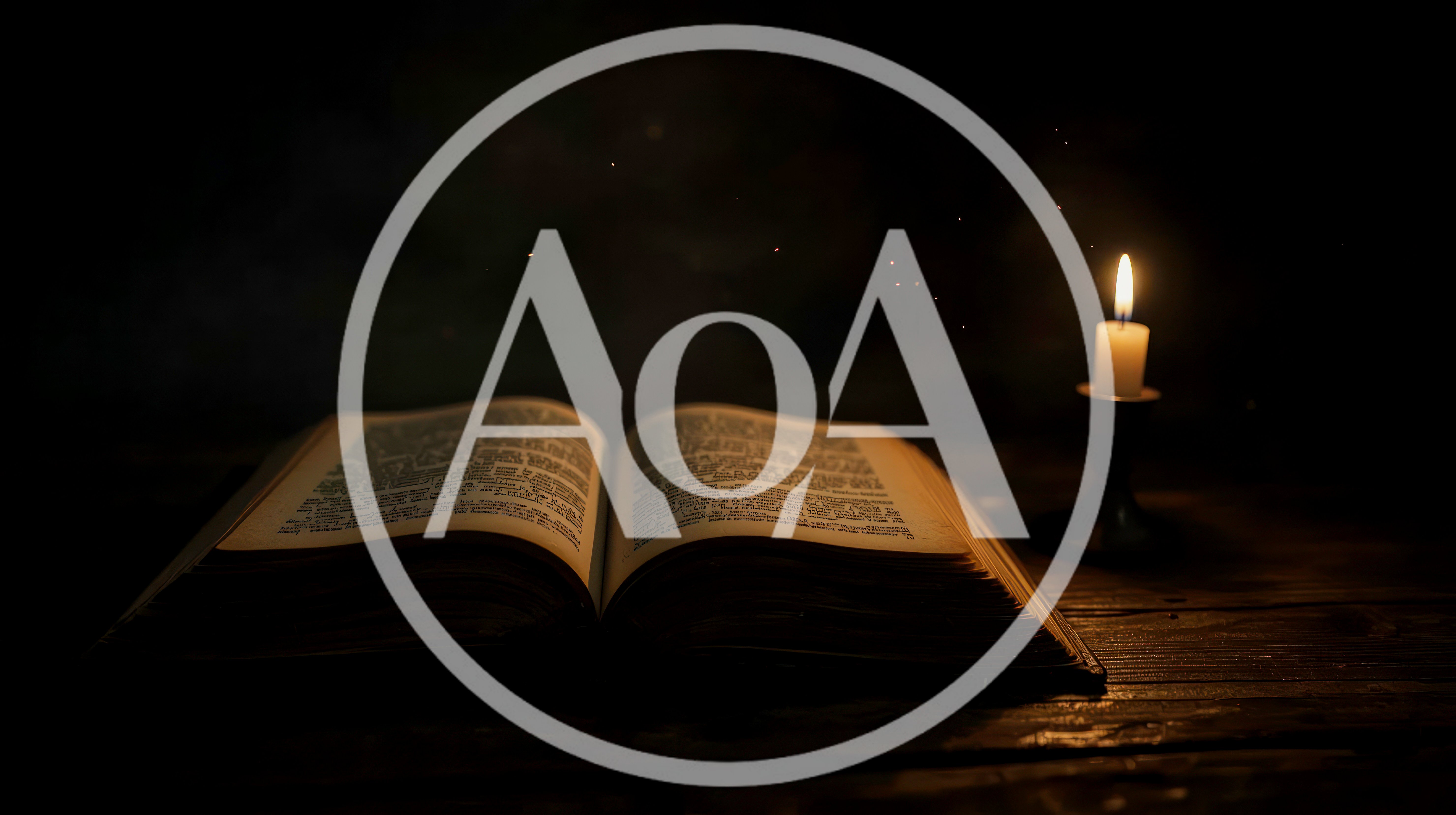 Open Ancient Book Illuminated By A Single Candle