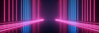 Neon Light Corridor With Glowing Pink And Blue Lines
