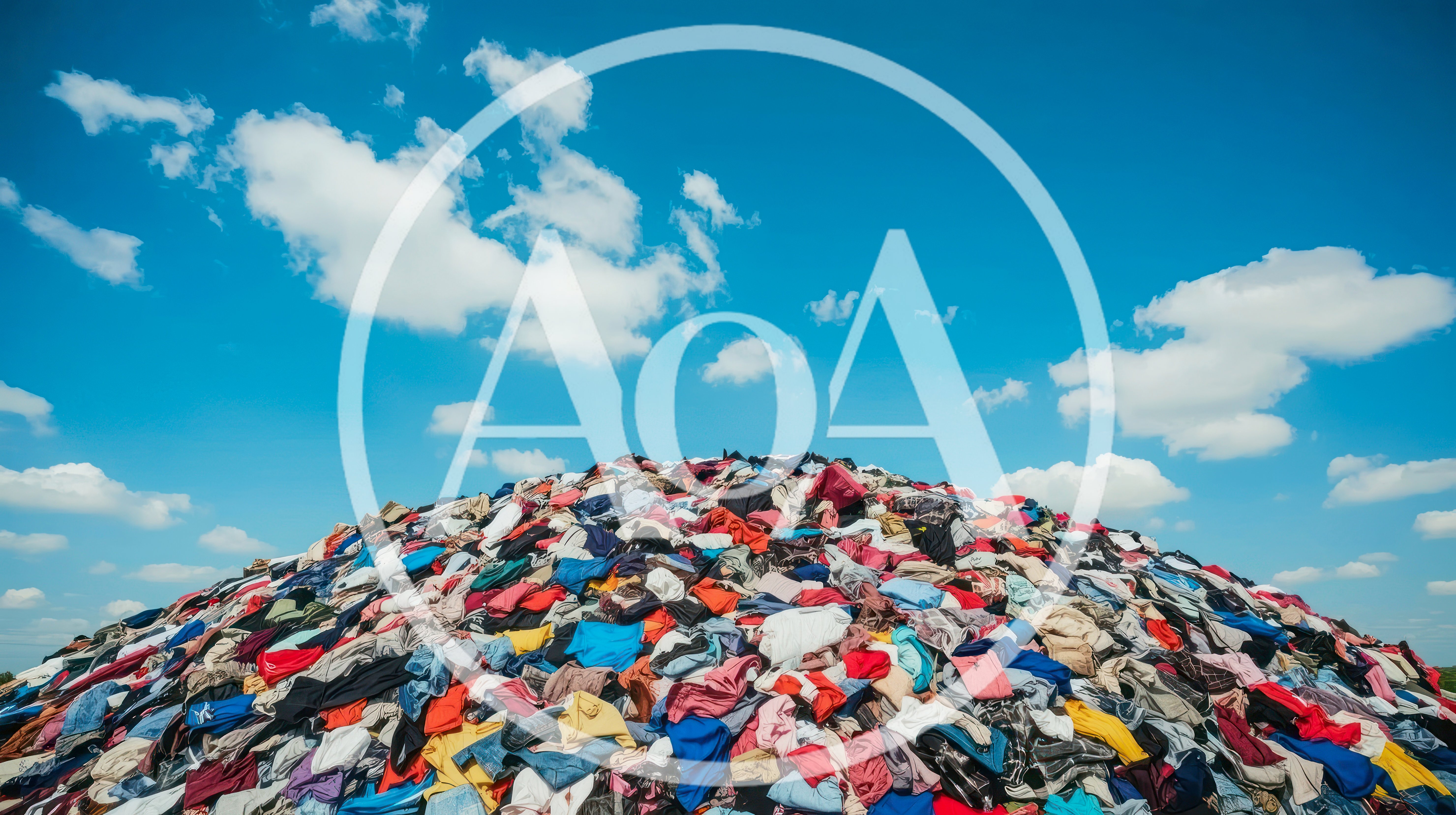 Massive Pile Of Discarded Clothing Under Blue Sky