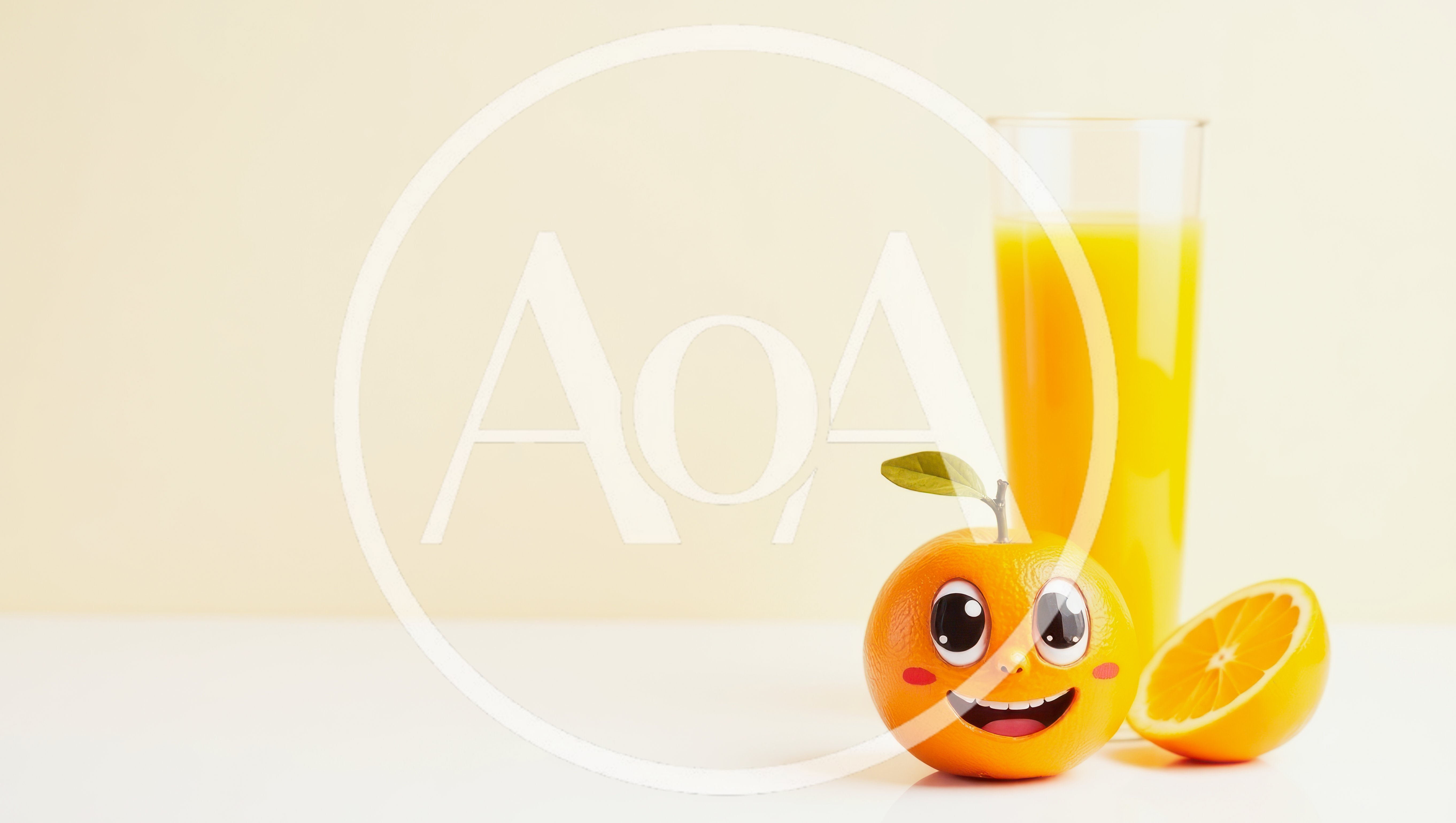 Cute Cartoon Orange Character With Fresh Juice