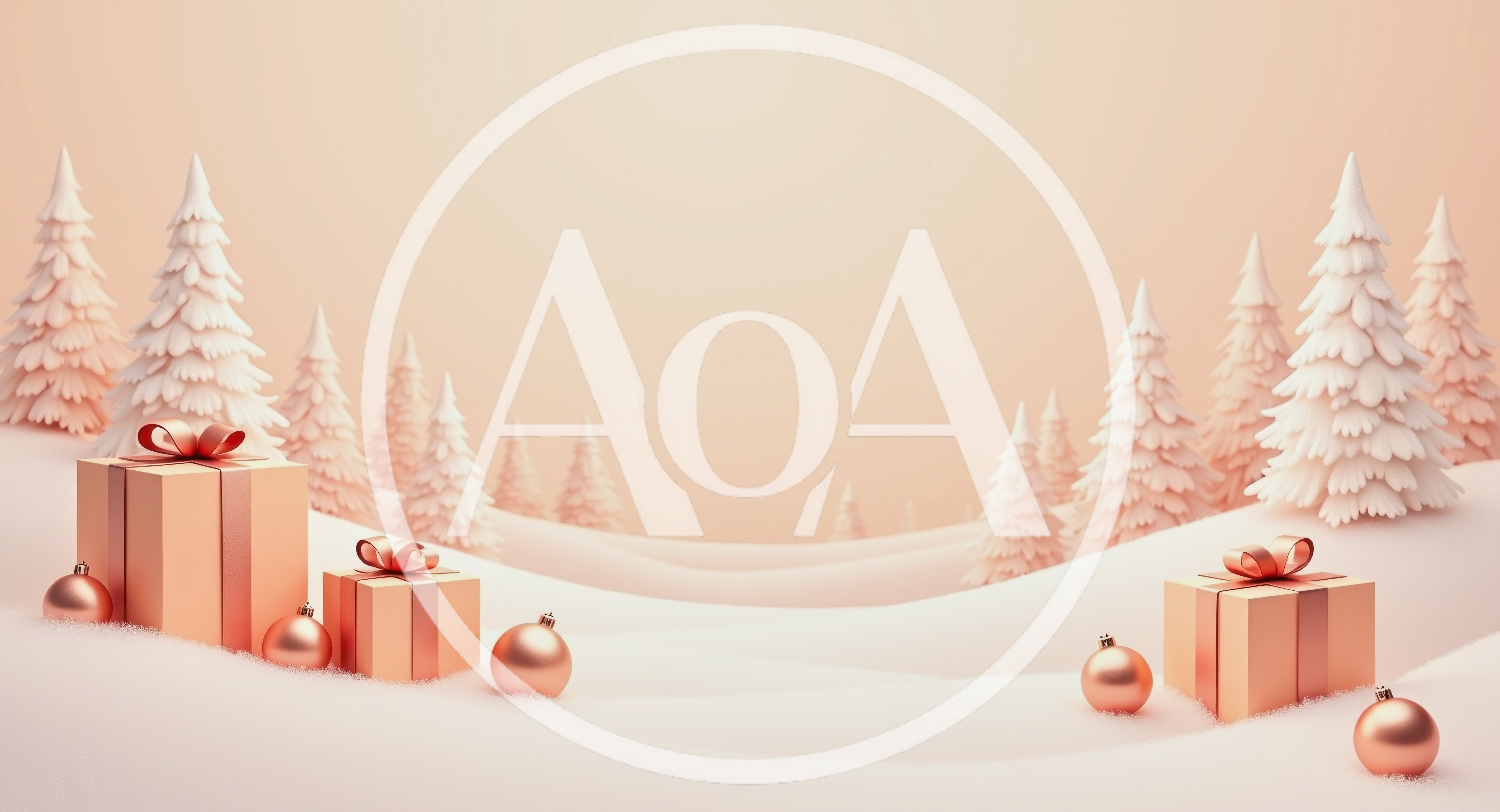 Minimalist Christmas Scene With Gift Boxes And Pine Trees