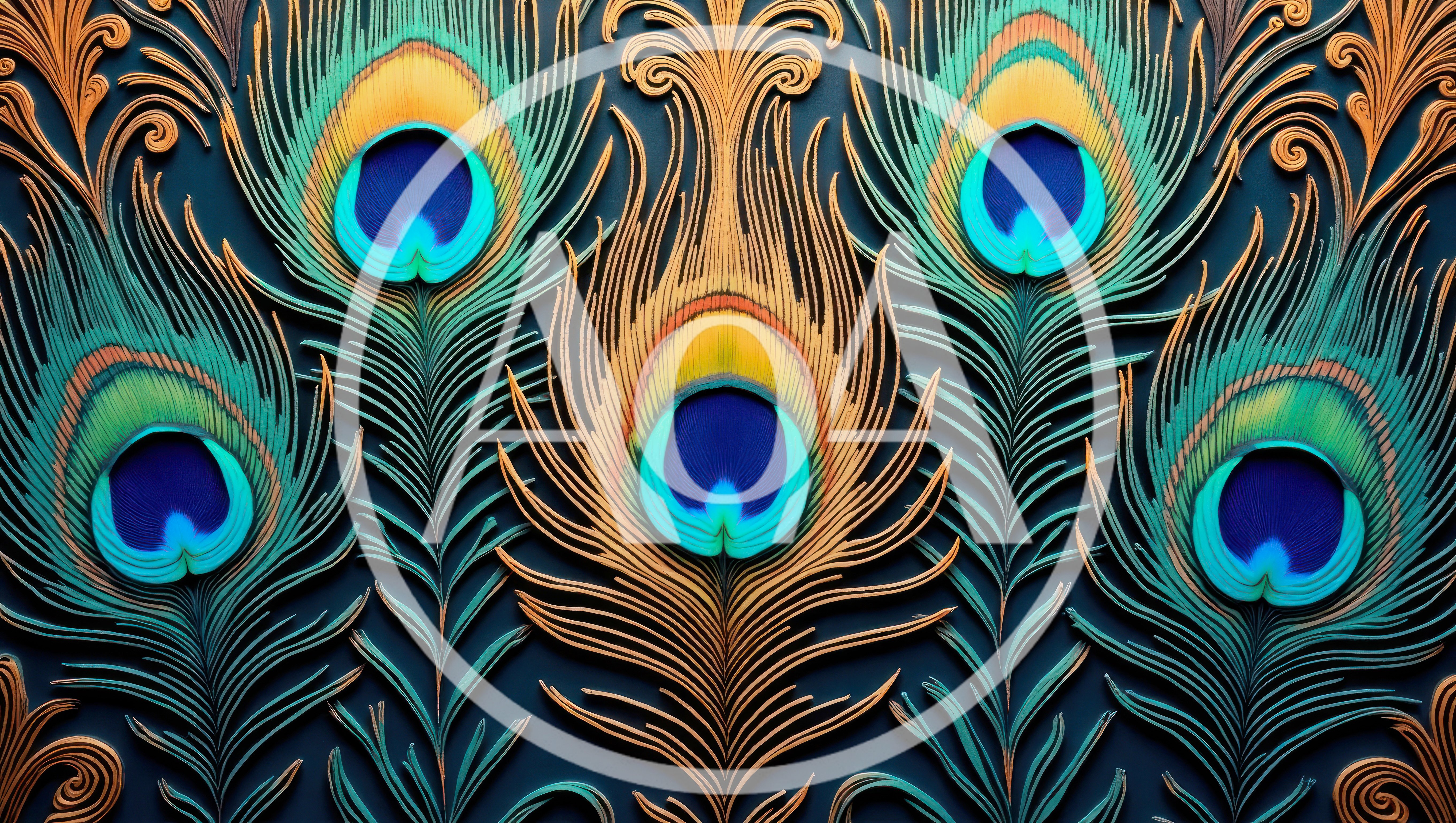 Intricate Peacock Feather Pattern Background