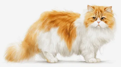 Fluffy Ginger And White Persian Cat Standing