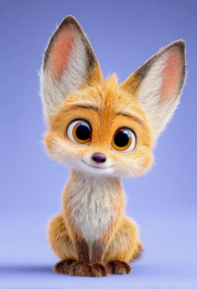 Cute 3D Rendered Baby Fox Sitting