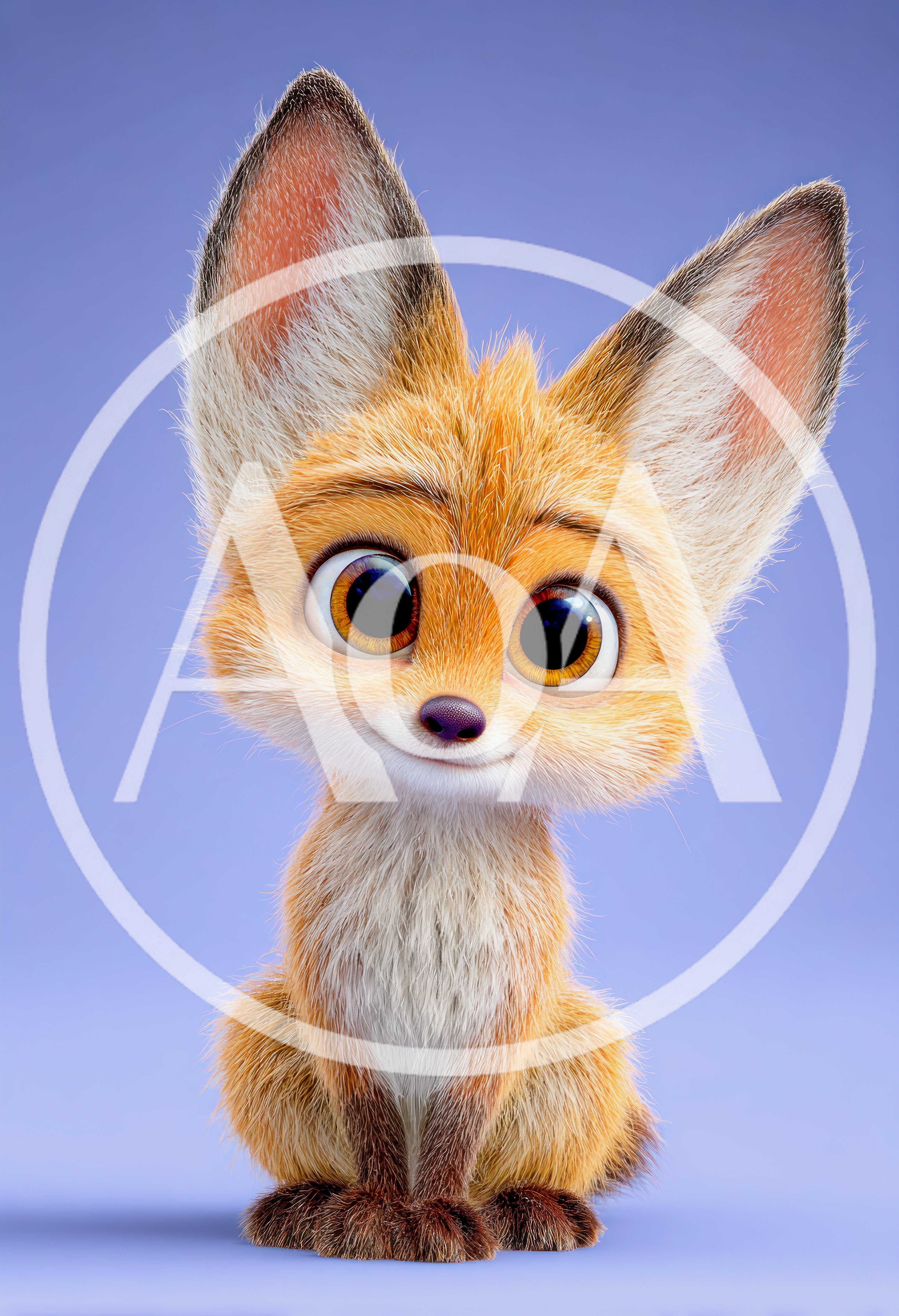 Cute 3D Rendered Baby Fox Sitting