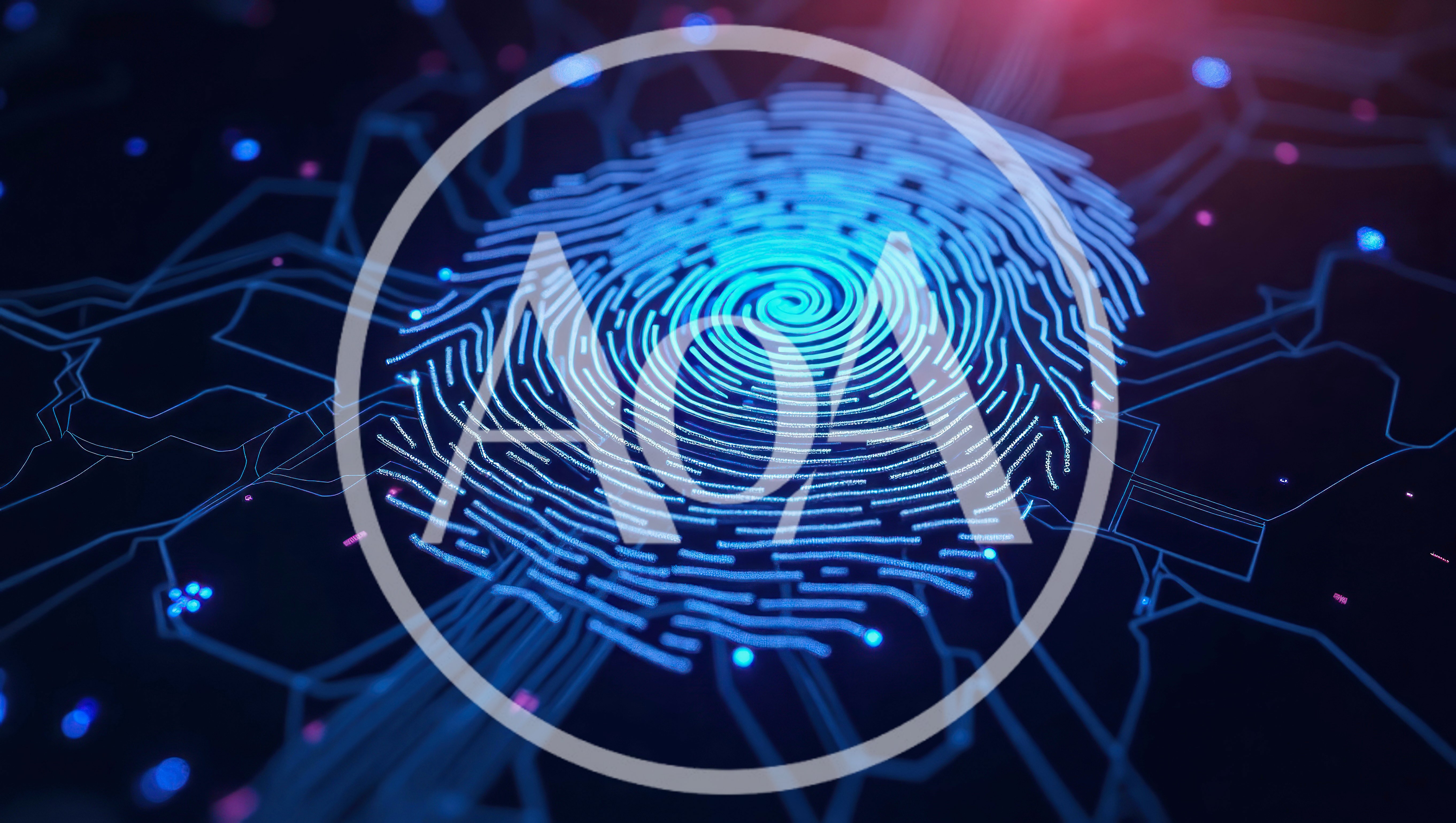 Digital Fingerprint Scanning On Circuit Board Background