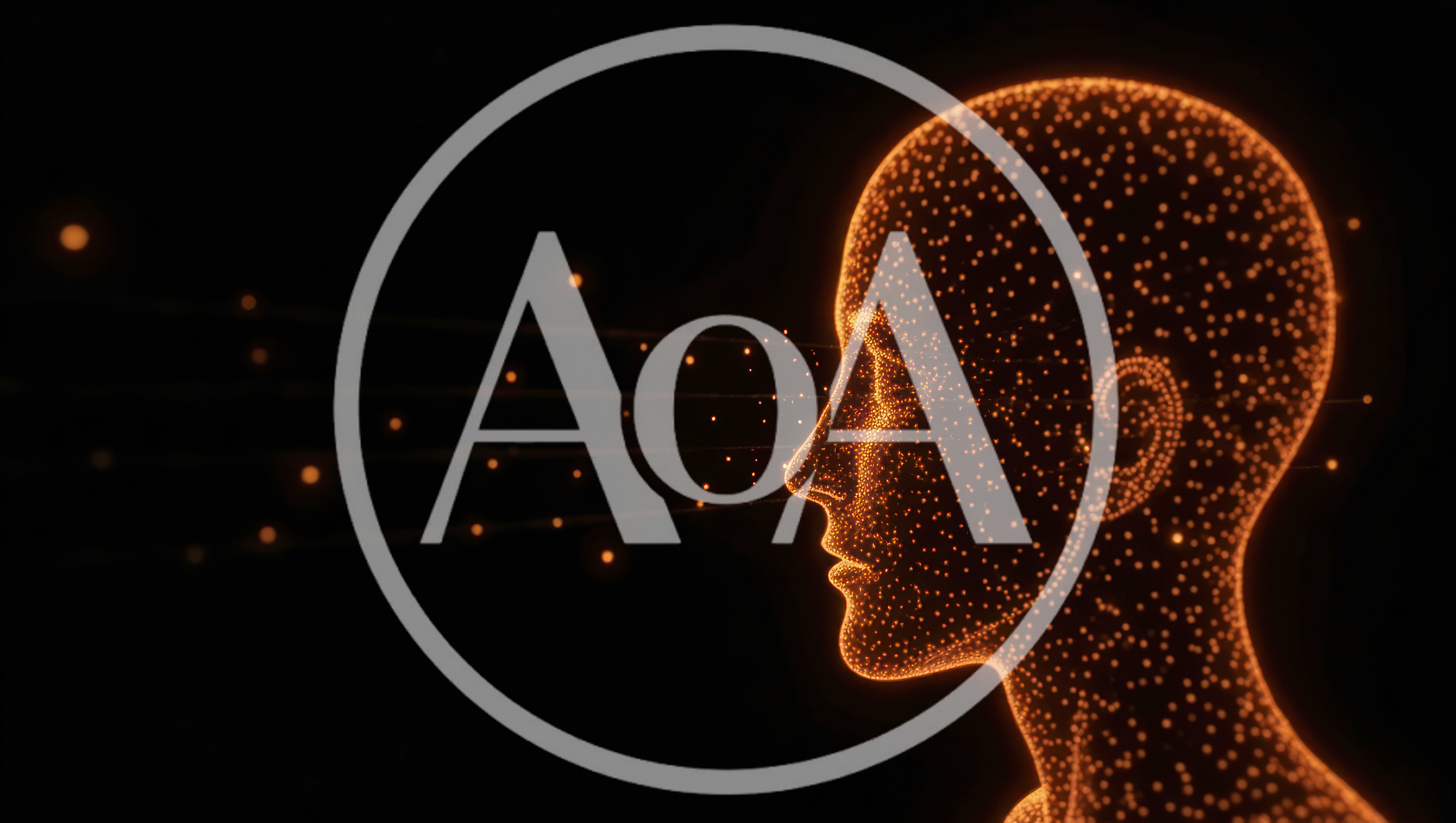 Digital Human Head Made Of Glowing Orange Particles