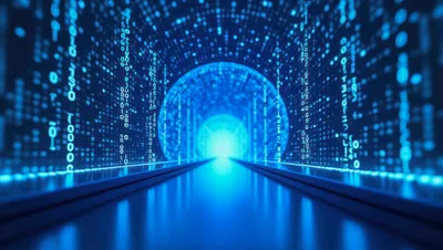 Digital Data Tunnel With Binary Code Stream