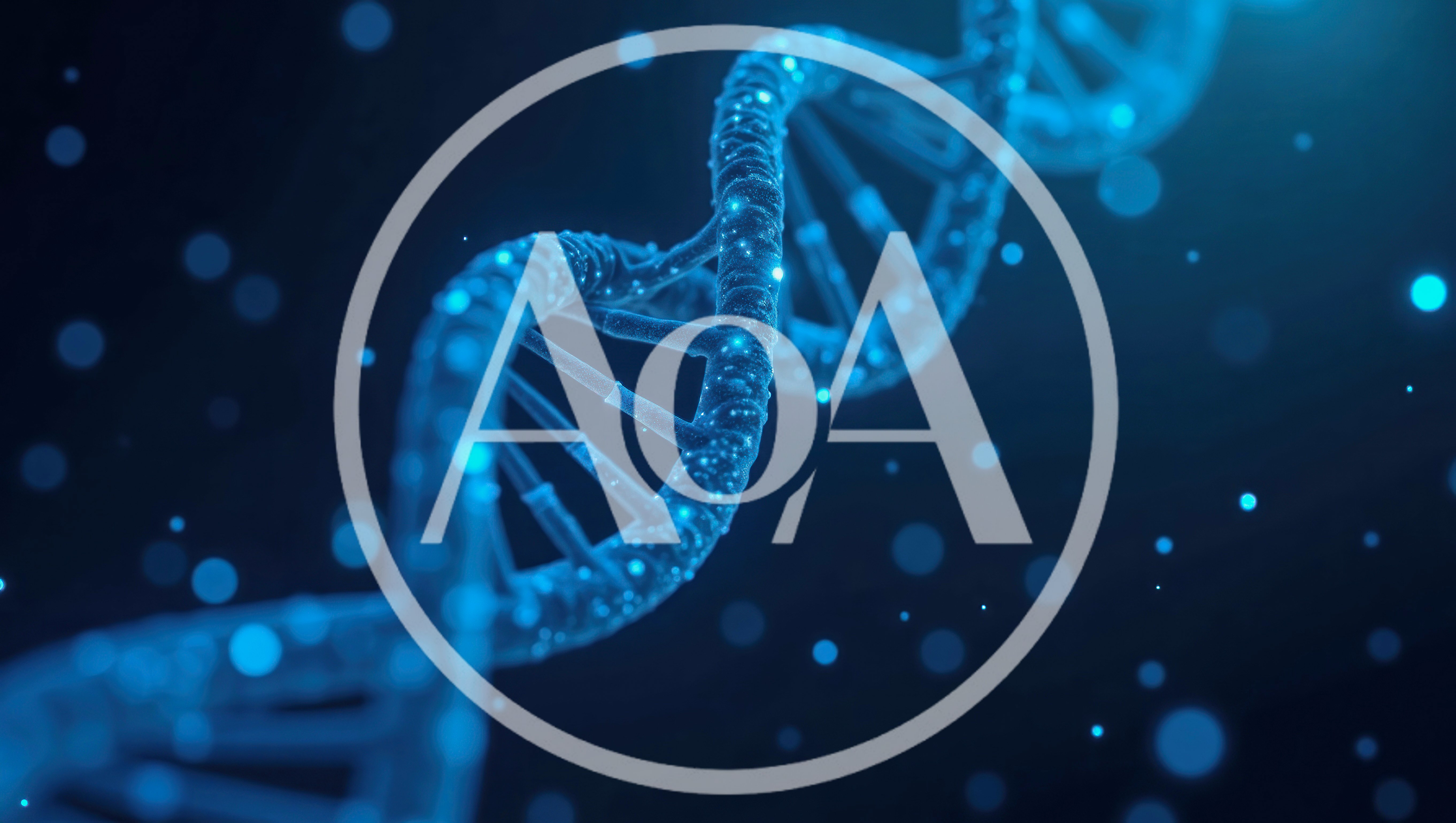 Glowing Blue DNA Helix Rotating In Dark Space
