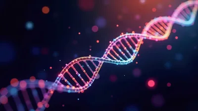 Glowing Digital DNA Helix Strand Animation