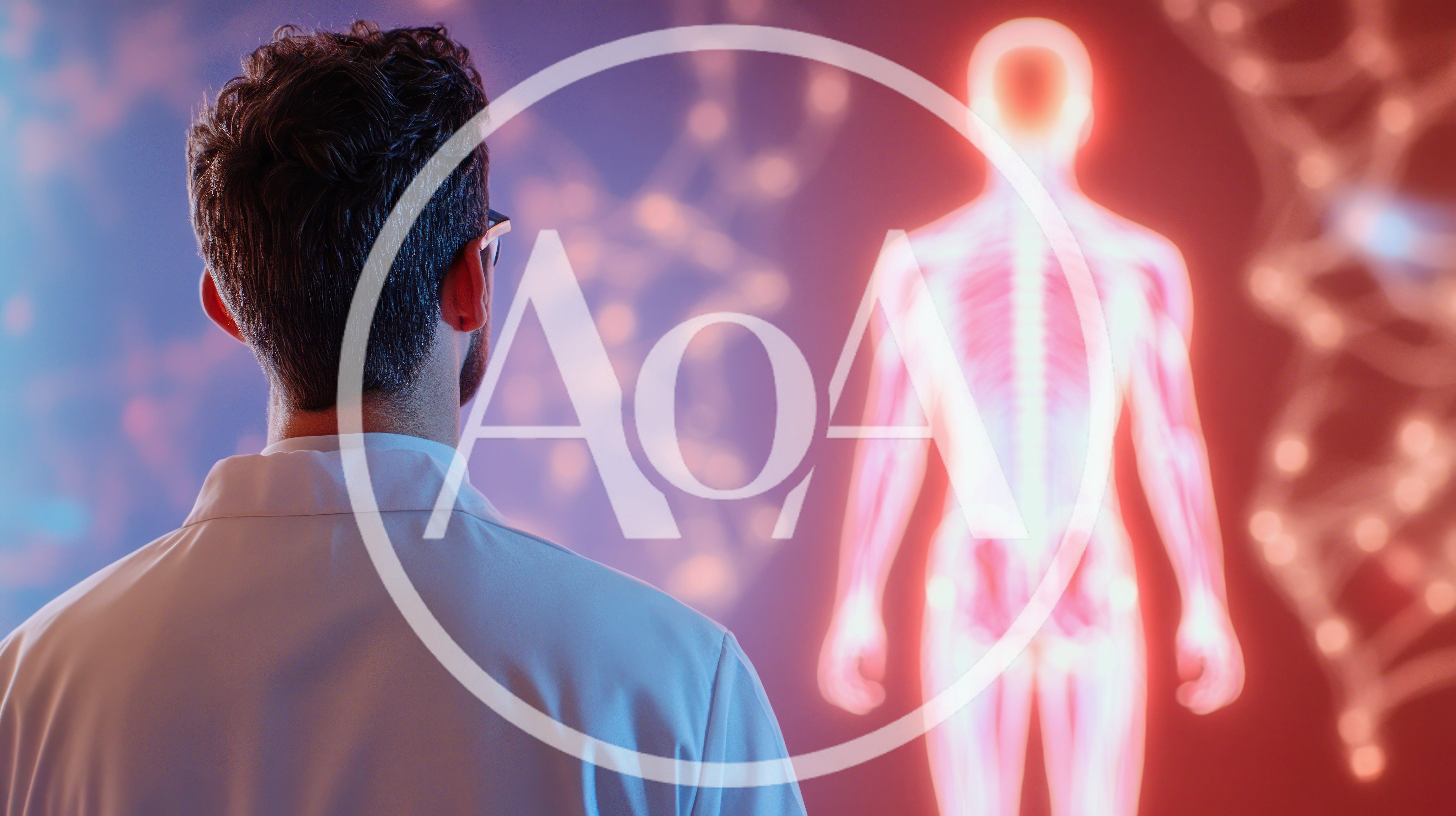 Scientist Examining Holographic Human Anatomy Projection