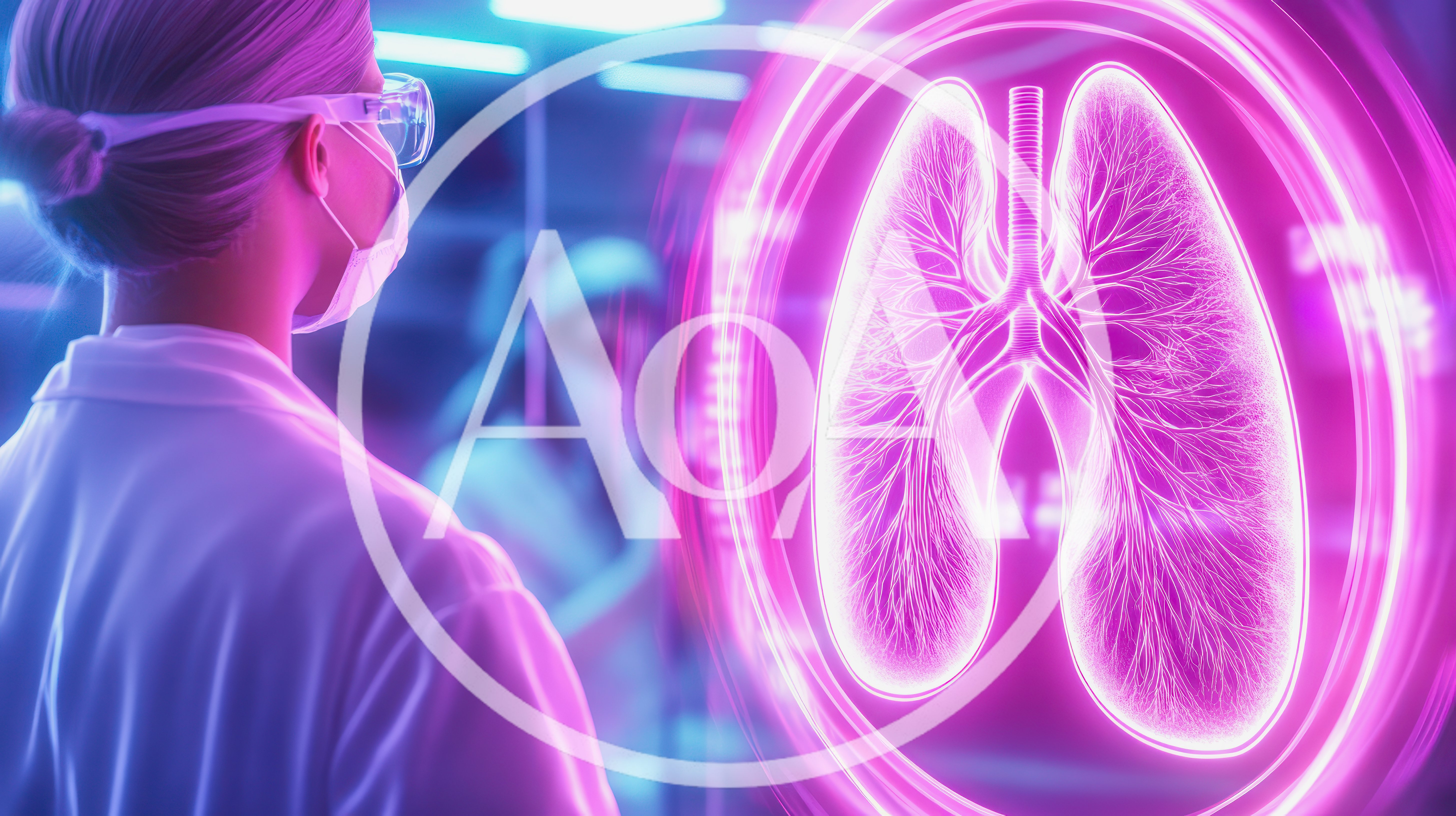 Scientist Examining Holographic Human Lungs In Laboratory