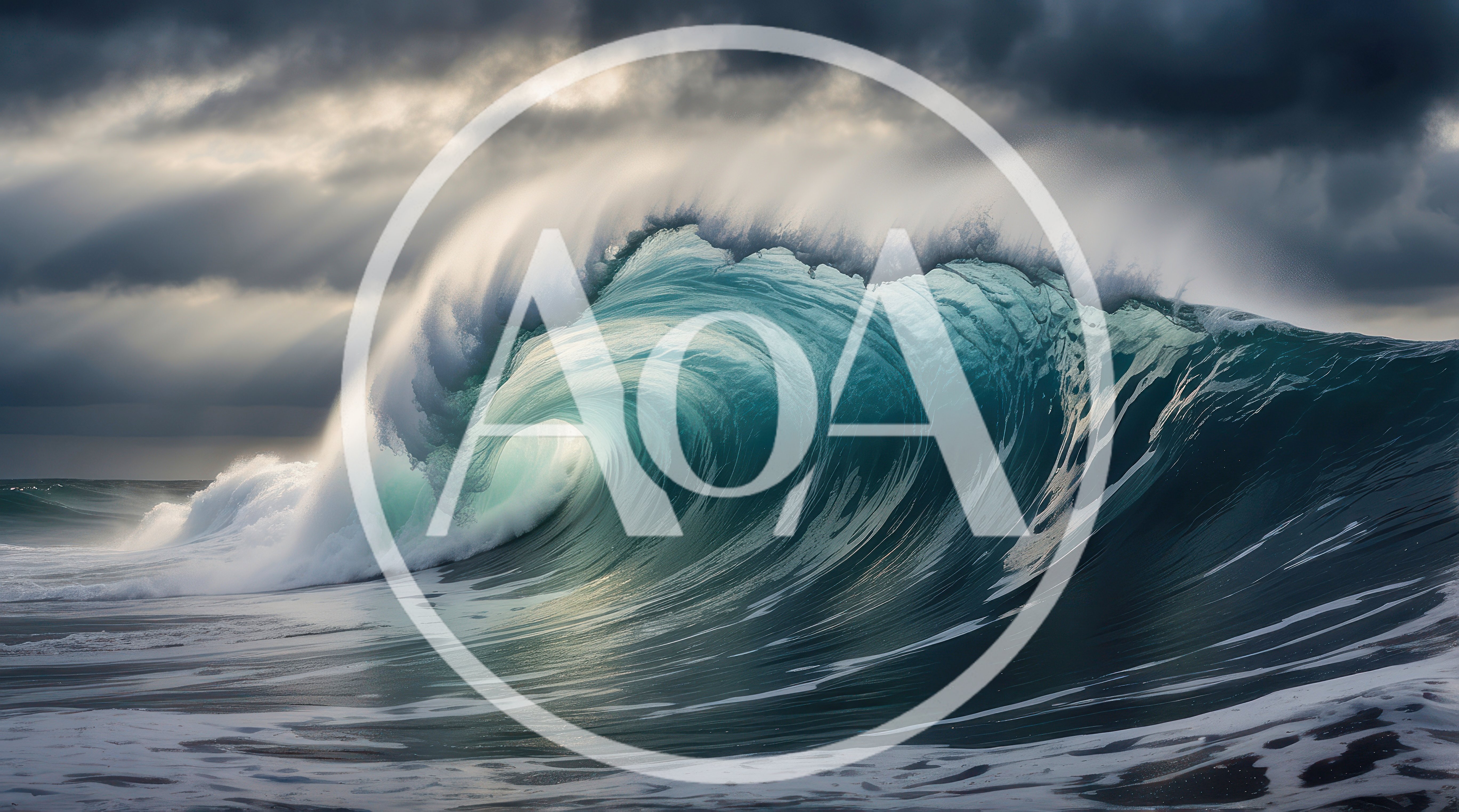 Powerful Crashing Ocean Wave Under Stormy Skies