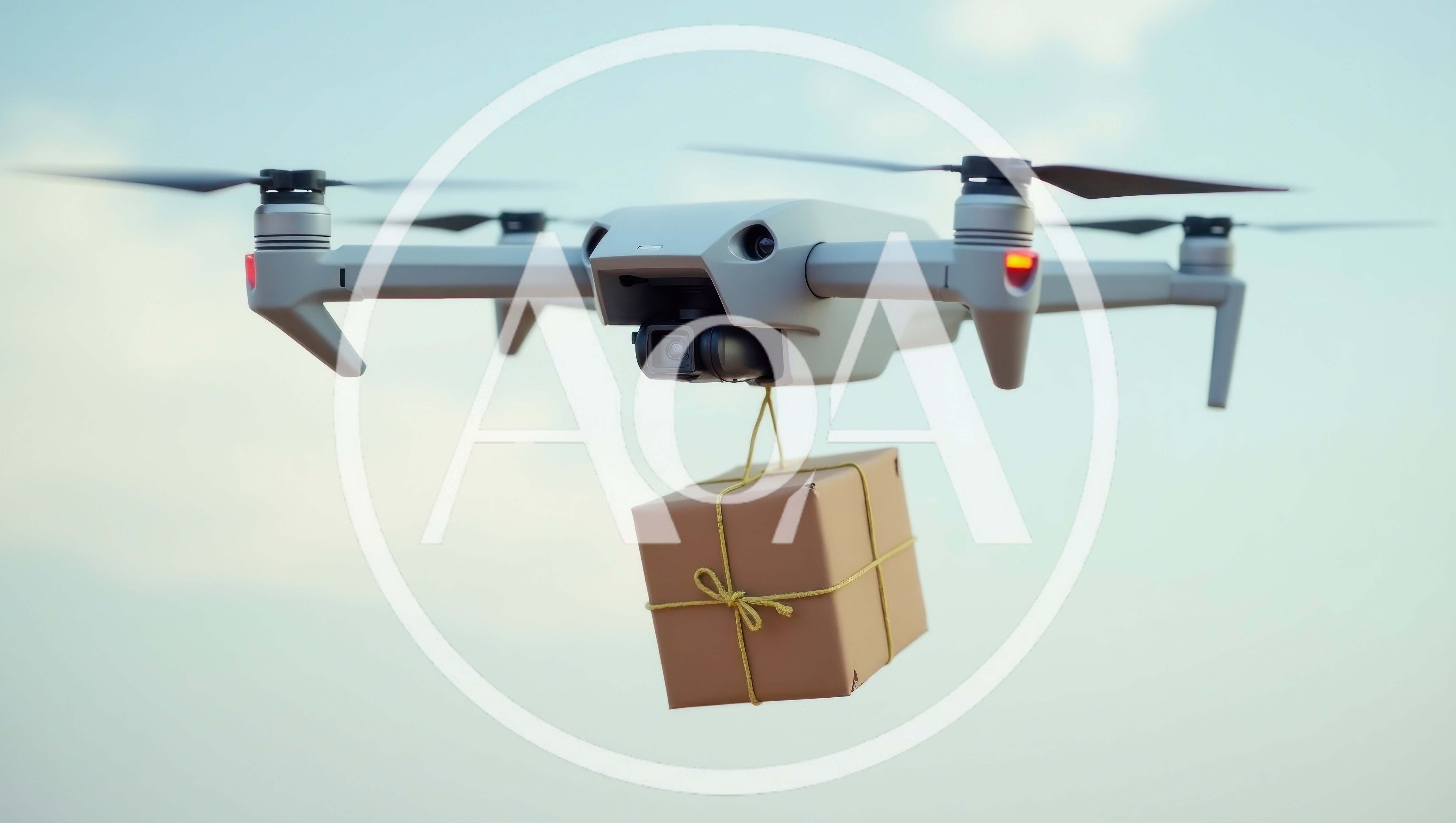Delivery Drone Carrying A Cardboard Package