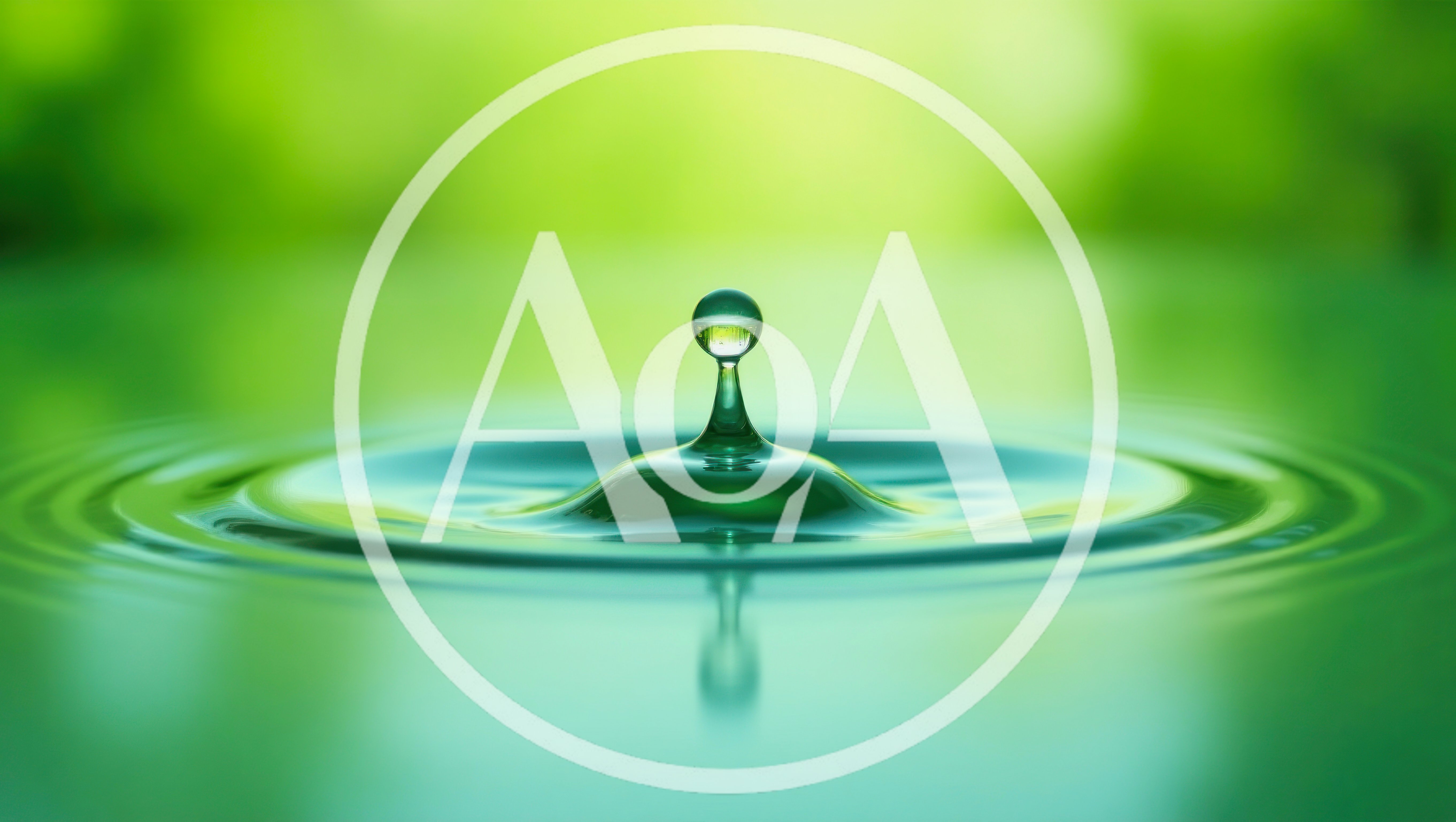 Single Water Drop Impacting Green Liquid Surface