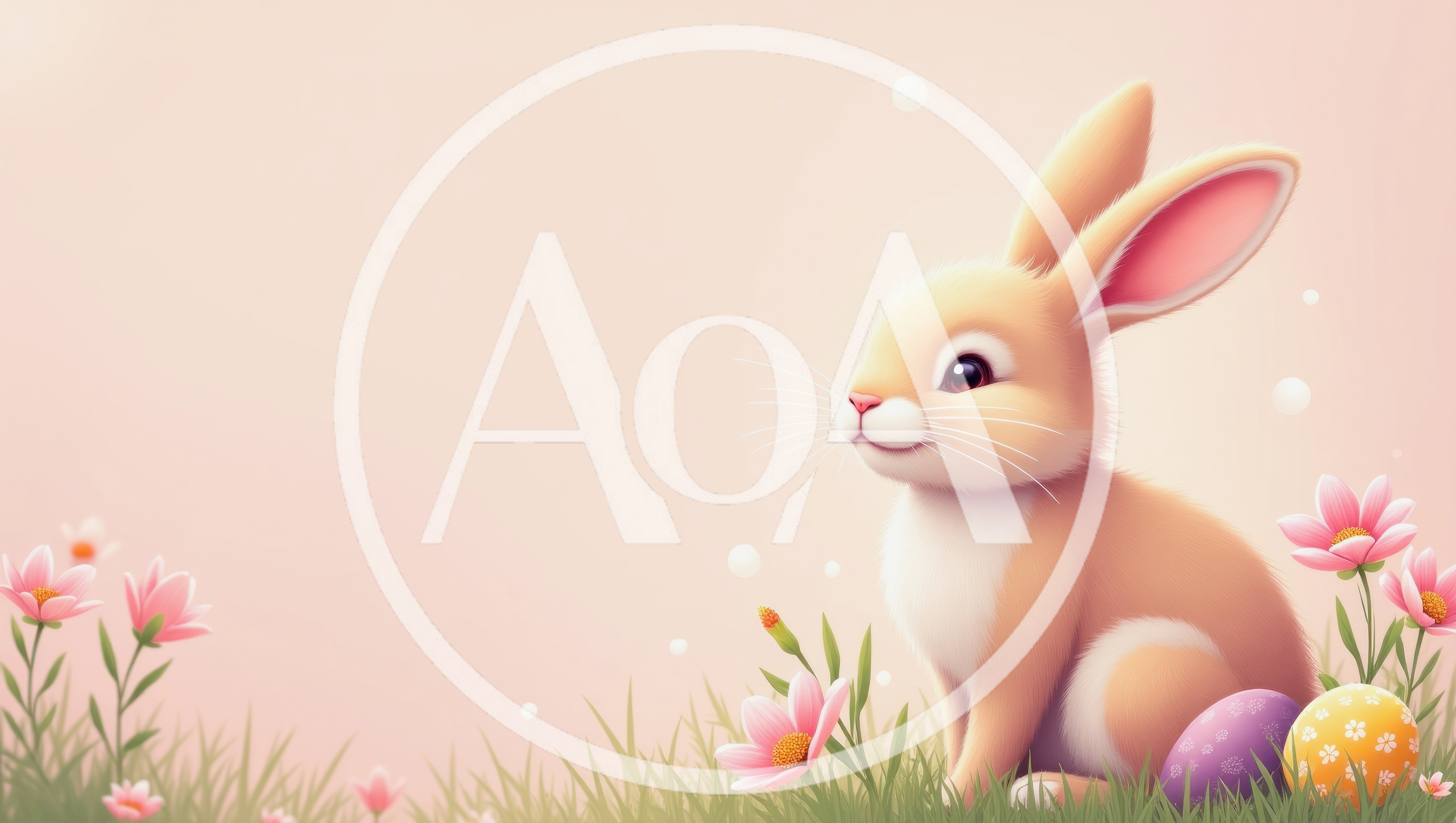 Cute Easter Bunny Sitting In A Flower Meadow