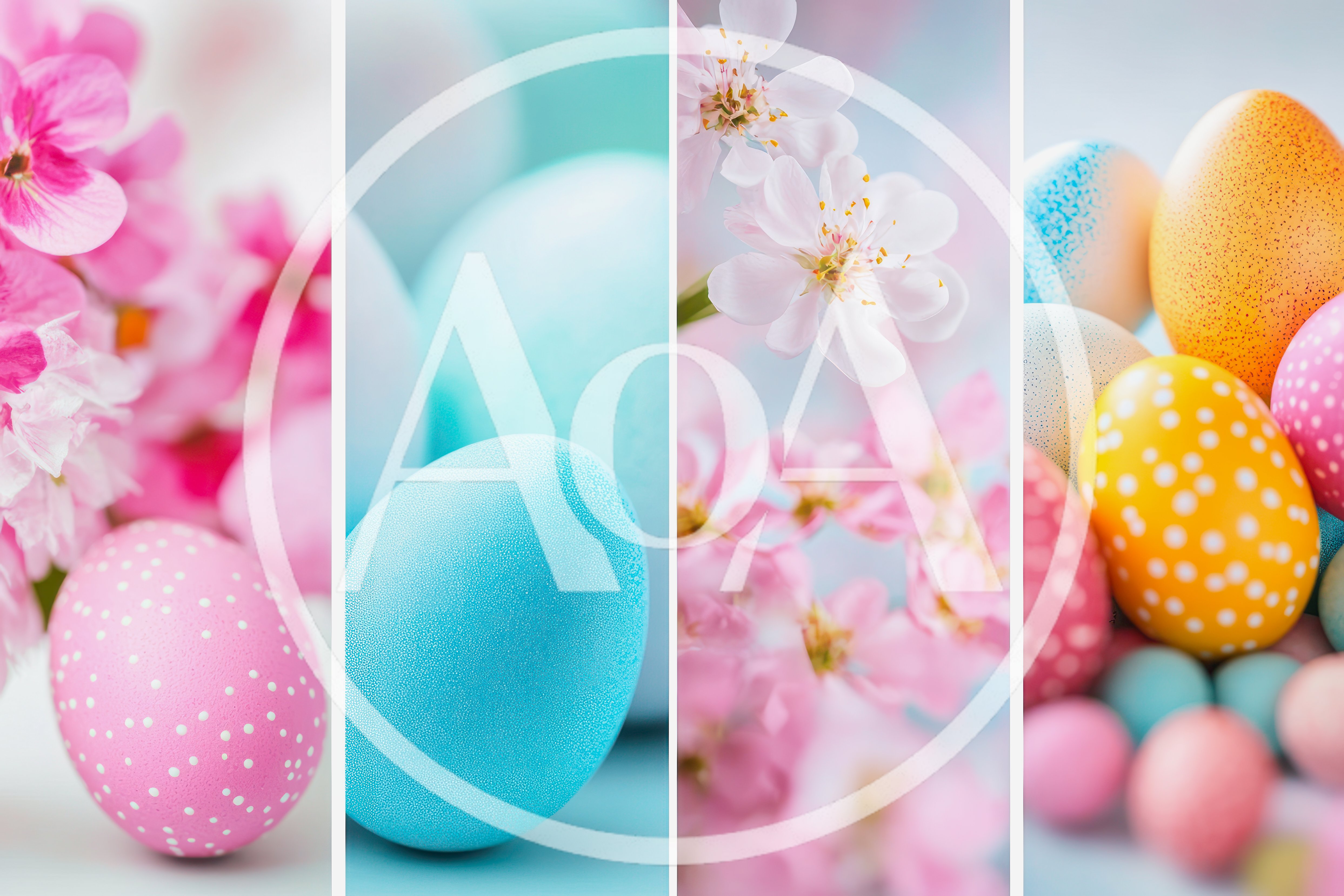 Easter Eggs And Spring Flowers Collage